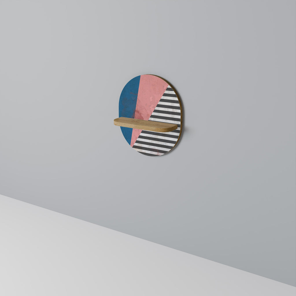 GLAMOROUS STRIPE Ovales Kunstregal in Eichenoptik