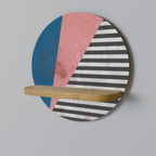 GLAMOROUS STRIPE Rundes Kunstregal in Eiche-Optik