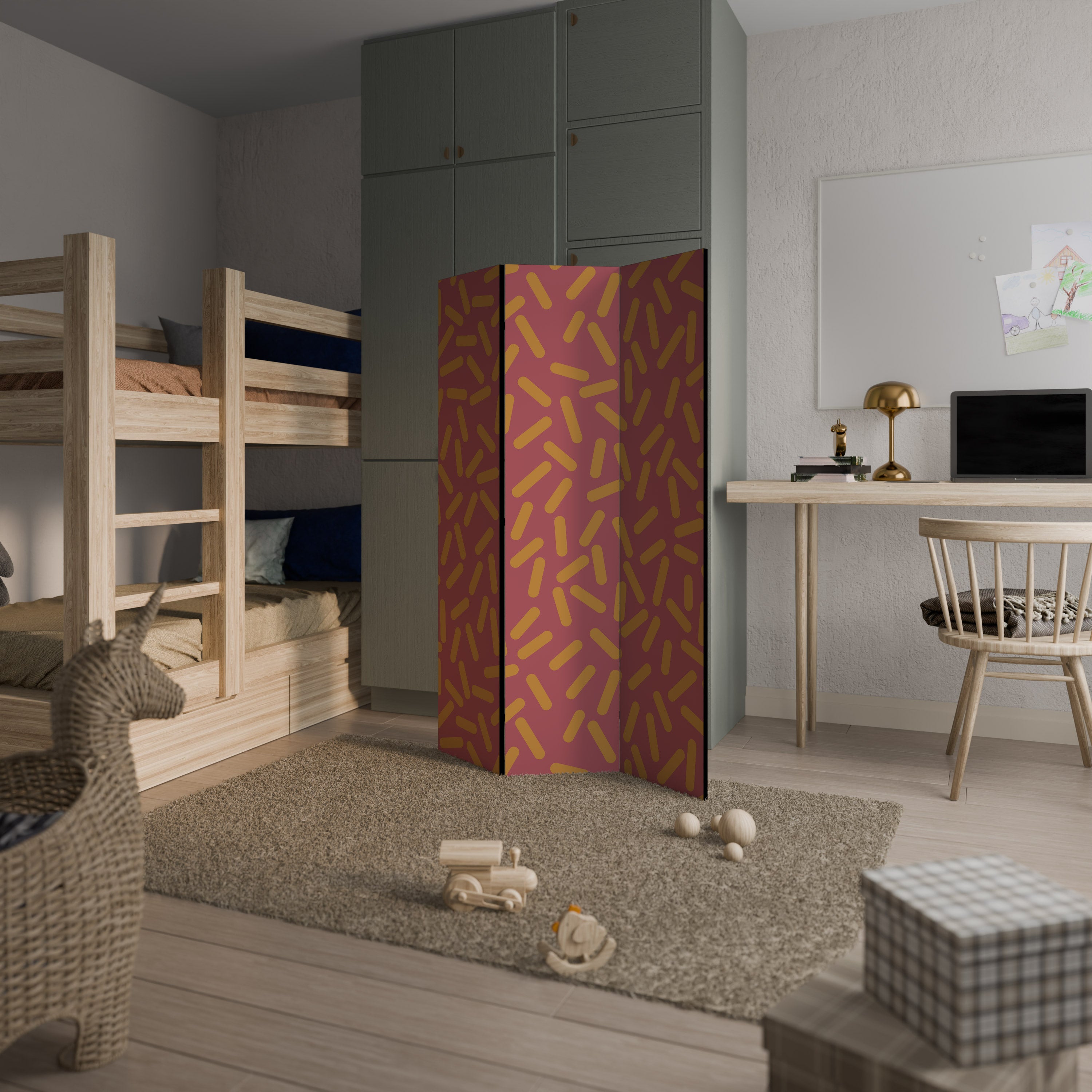 RADIANT STRIPE SYMPHONY 3-Panel Room Divider