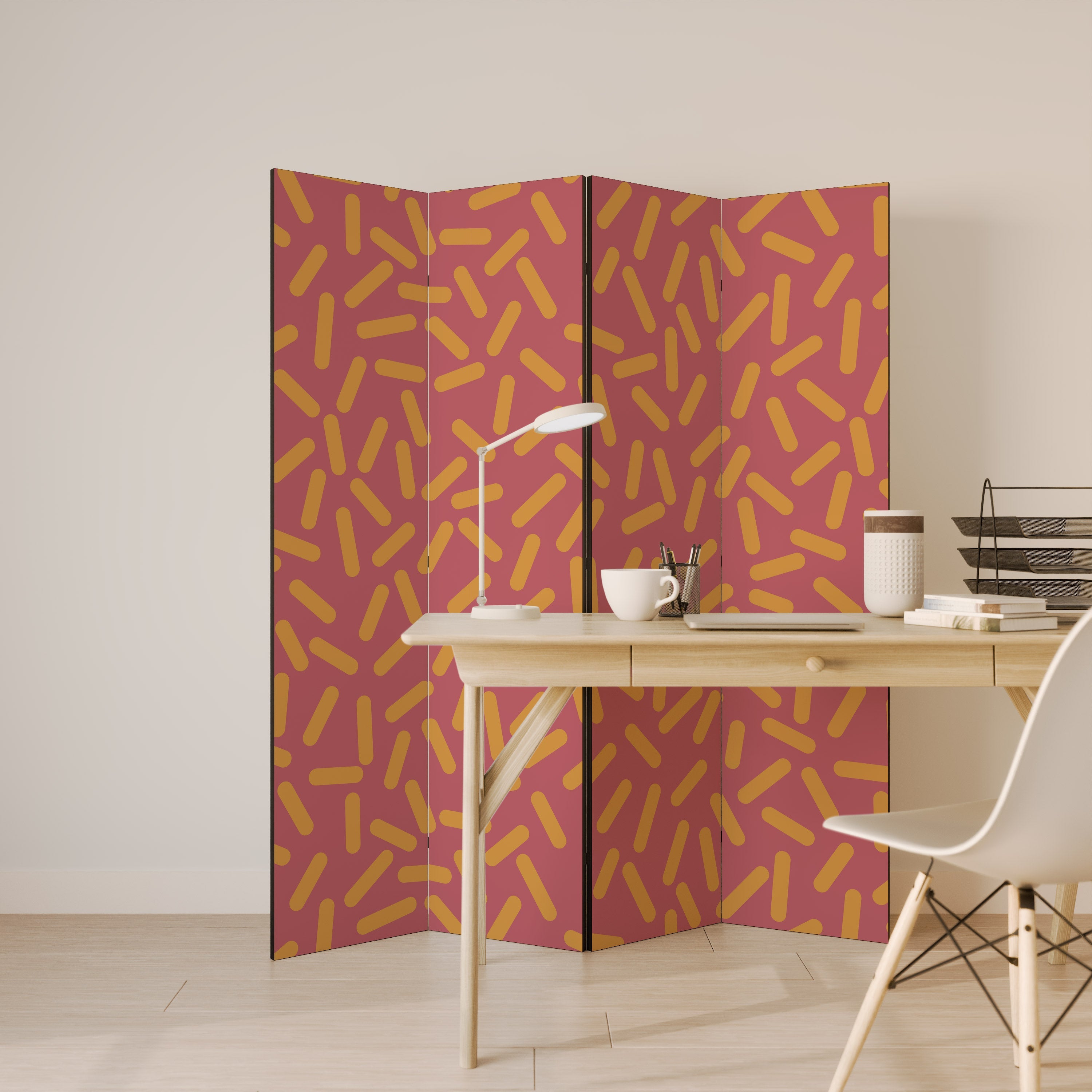 RADIANT STRIPE SYMPHONY Dekorativer 4-teiliger Raumteiler
