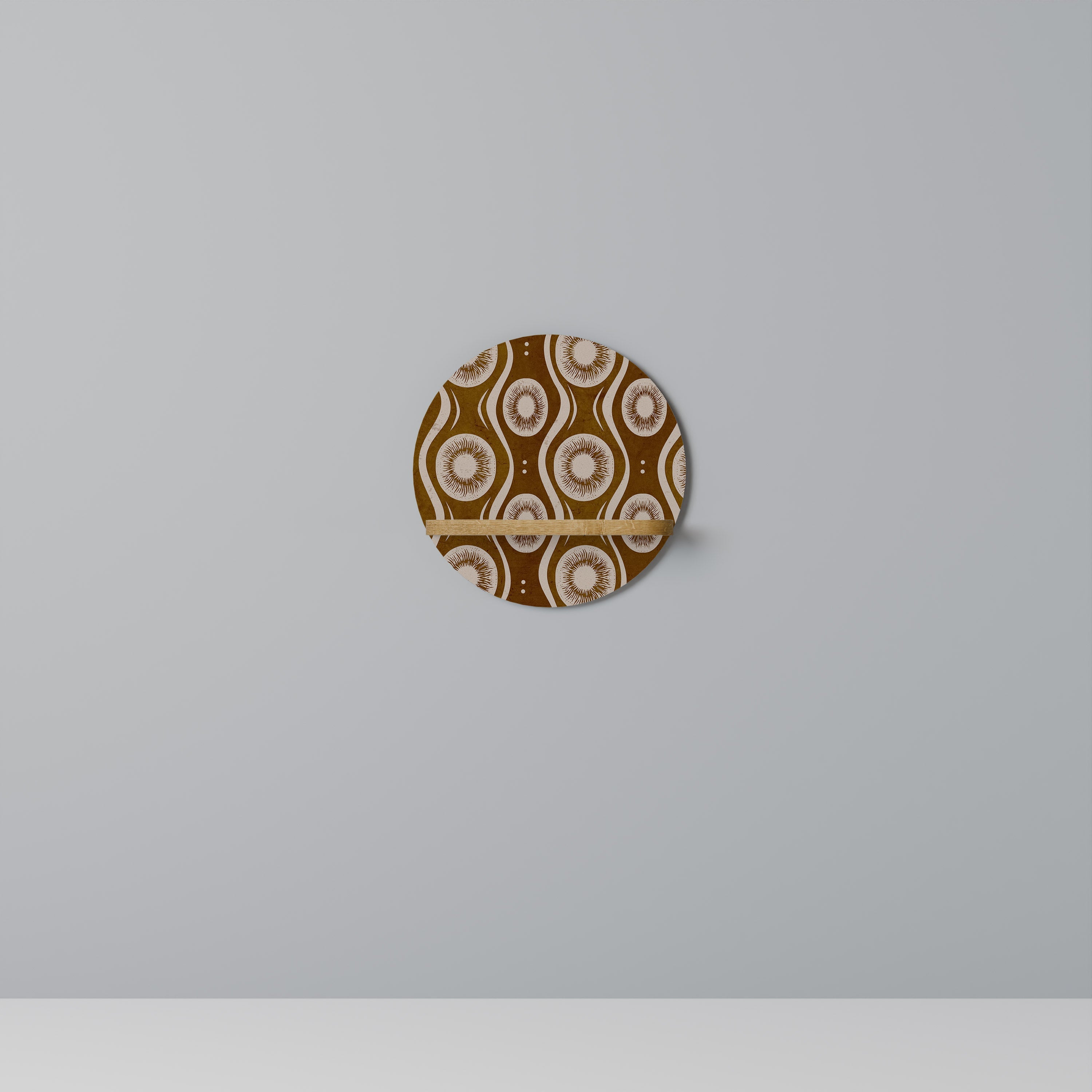 BROWN EYES Round Art Shelf In Oak Effect