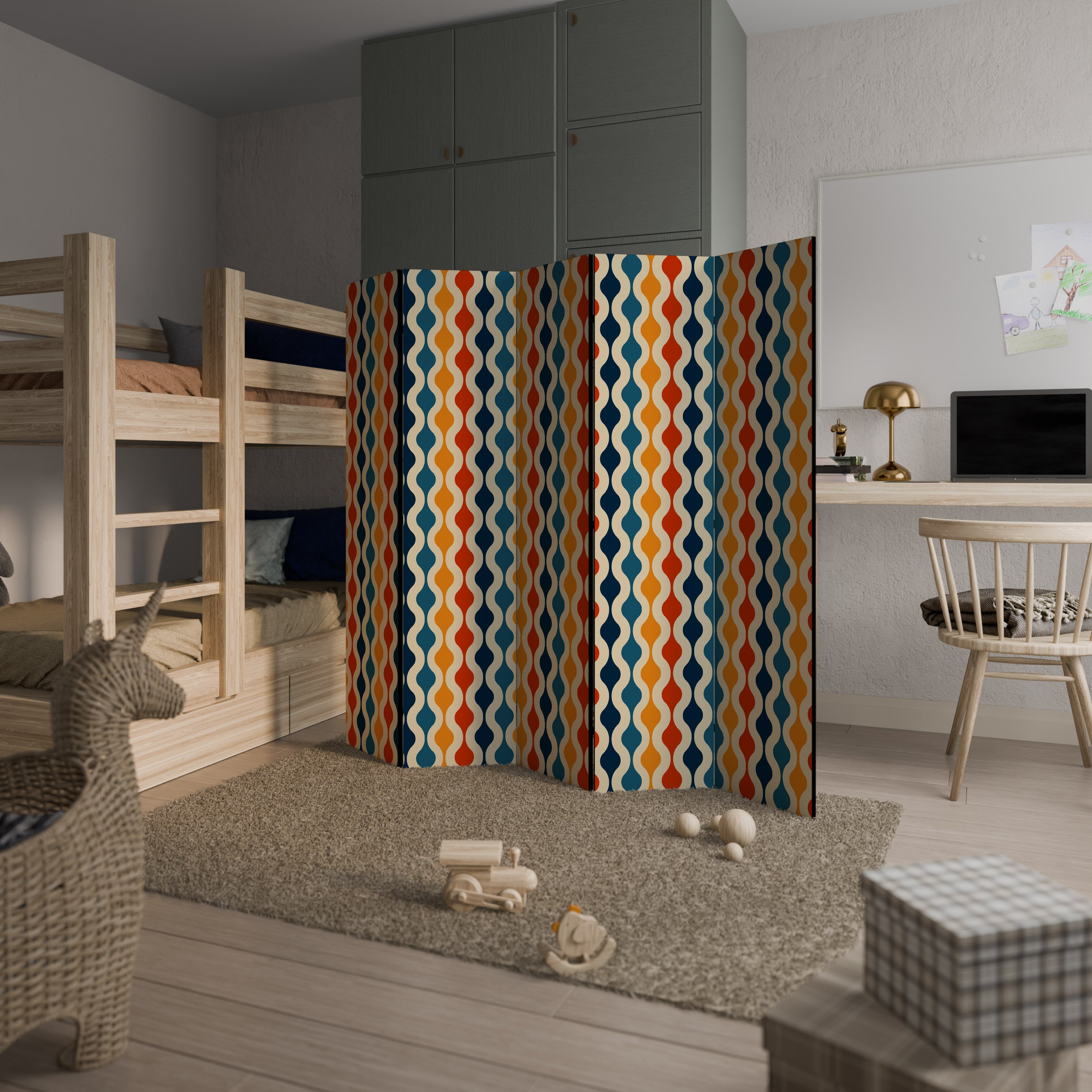 COLORFUL NOSTALGIA Decorative 5-Panel Room Divider