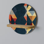 CRACKED ILLUSION Round Art Shelf In Oak Effect