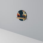 CRACKED ILLUSION Round Art Shelf In Oak Effect