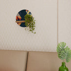 CRACKED ILLUSION Round Art Shelf In Oak Effect