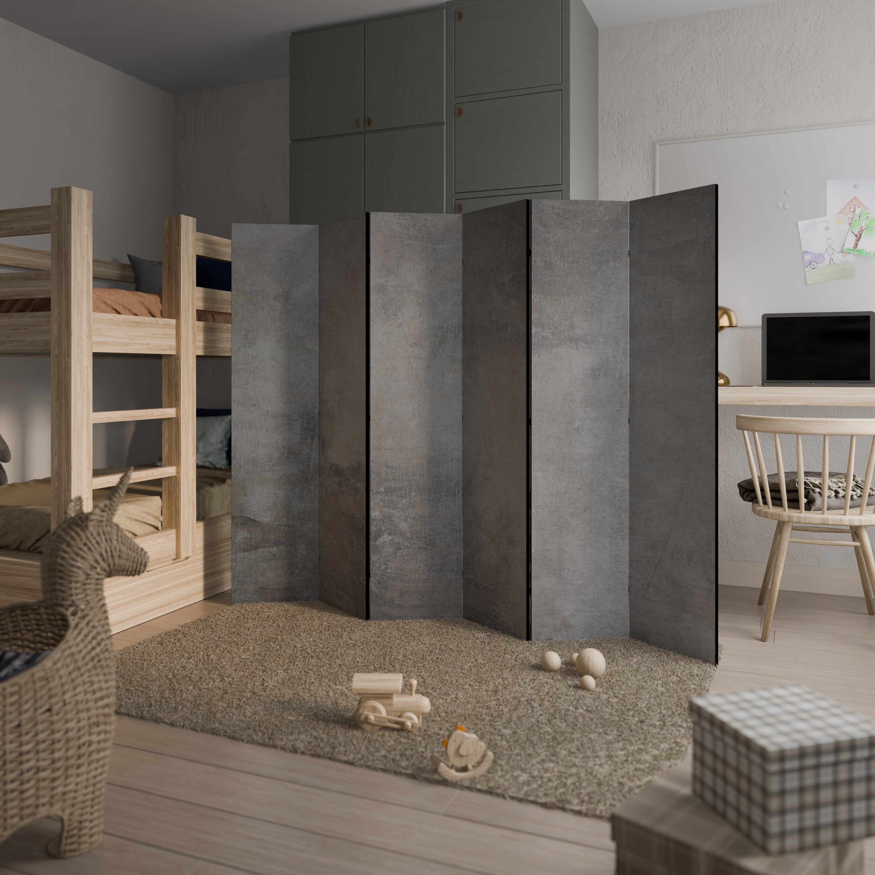 CONCRETE WALL 6-Panel Room Divider