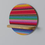 ETHNIC MEXICAN Rundes Kunstregal in Eiche-Optik