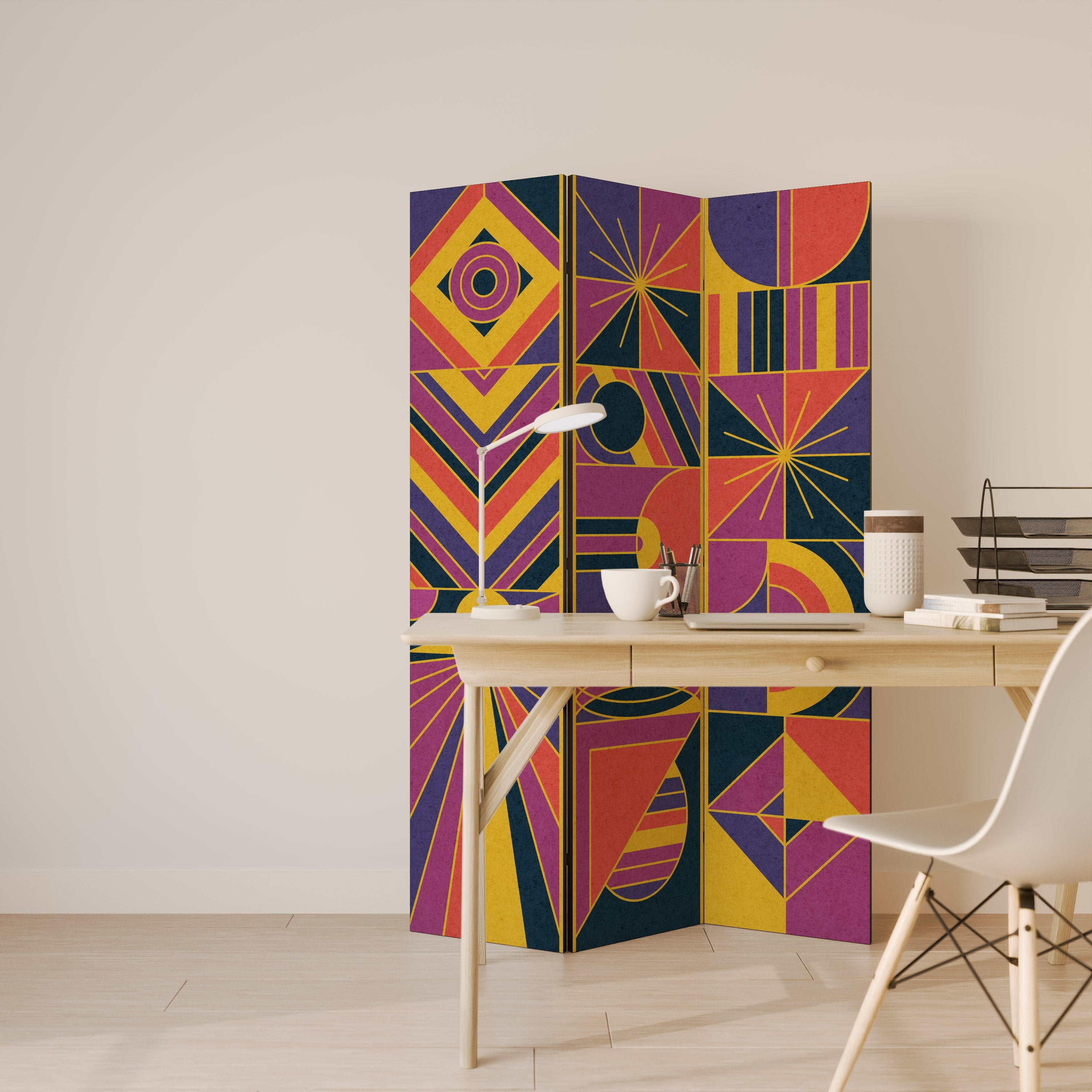 ELECTRIC PATTERNS Dekorativer 3-teiliger Raumteiler