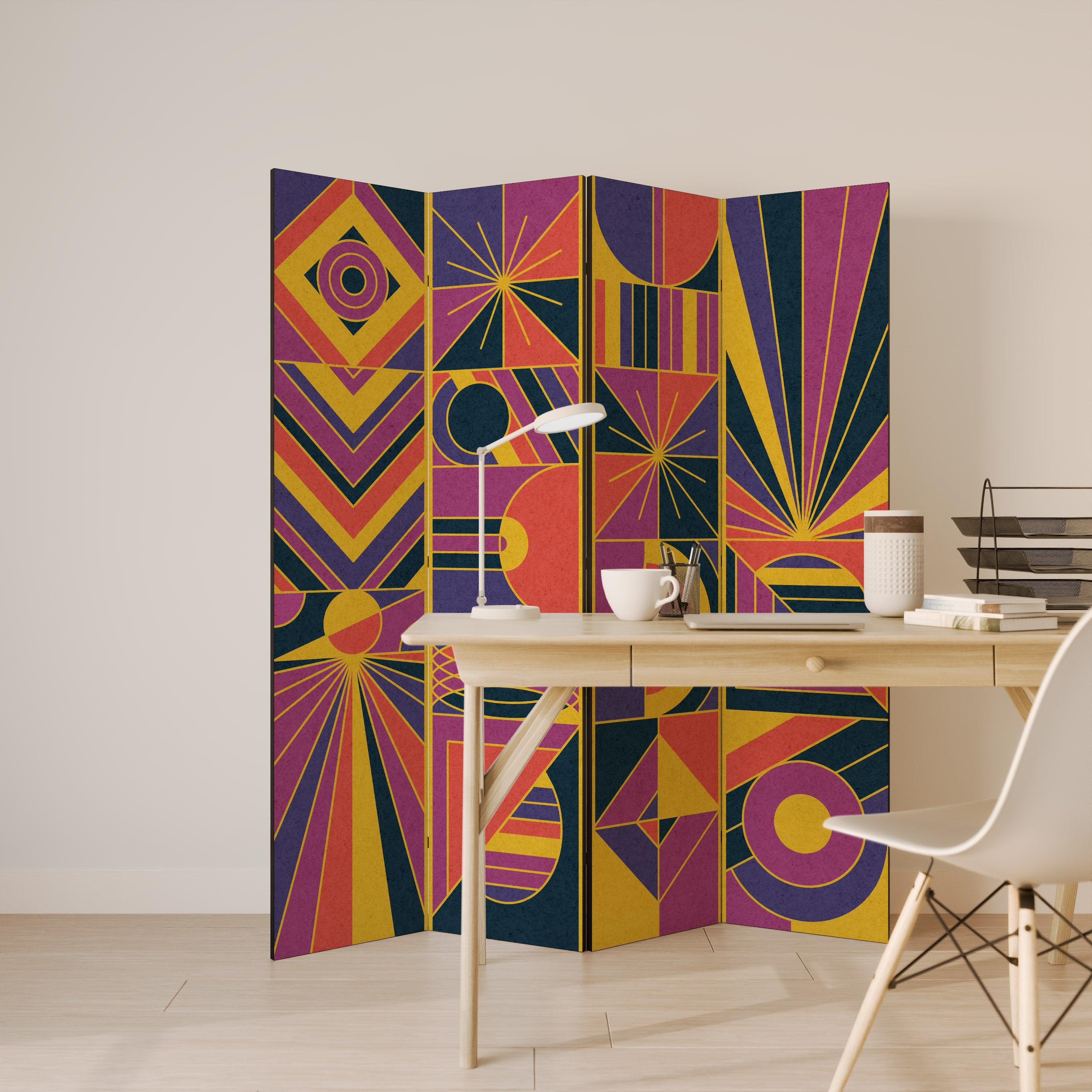 ELECTRIC PATTERNS Dekorativer 4-teiliger Raumteiler
