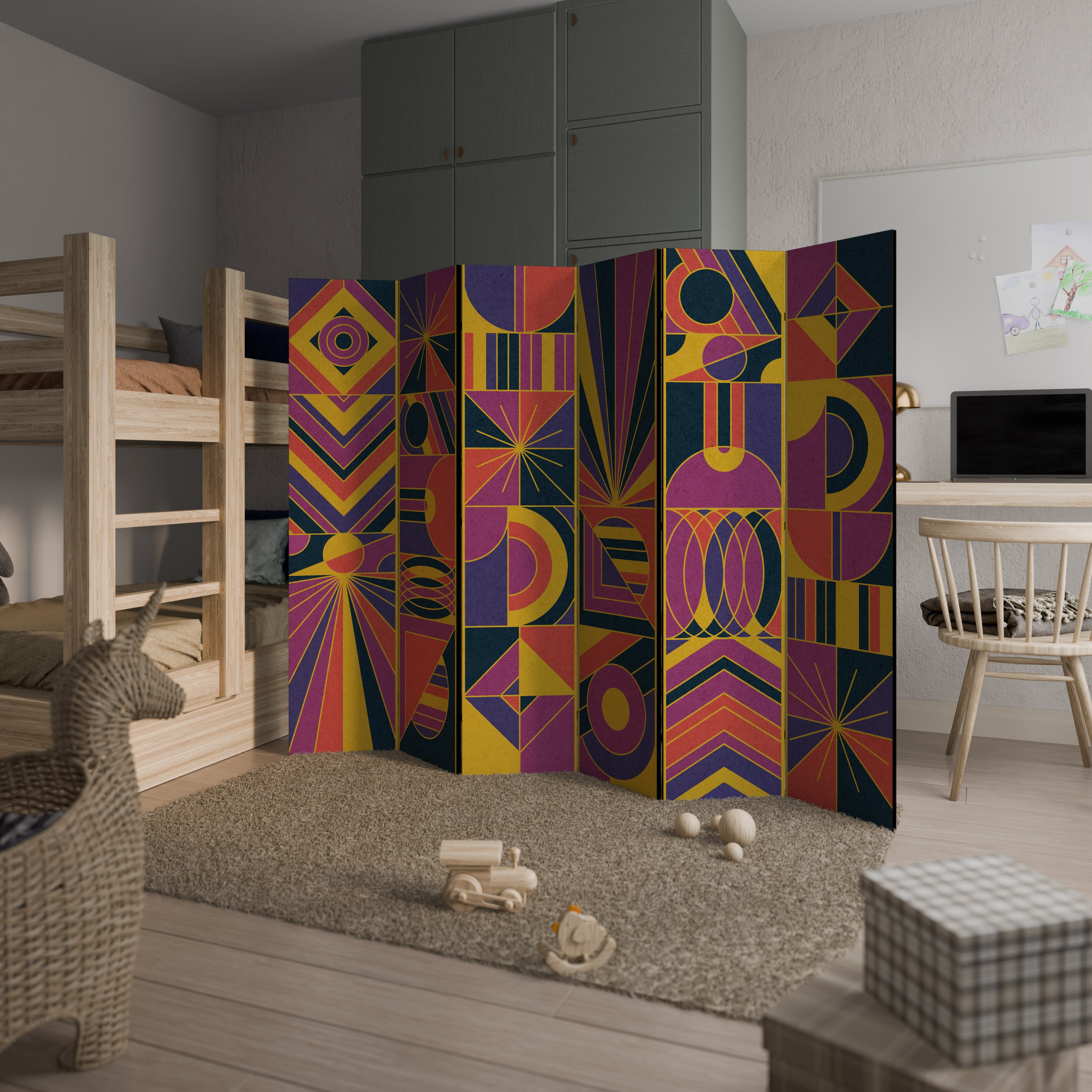 ELECTRIC PATTERNS 6-Panel Room Divider