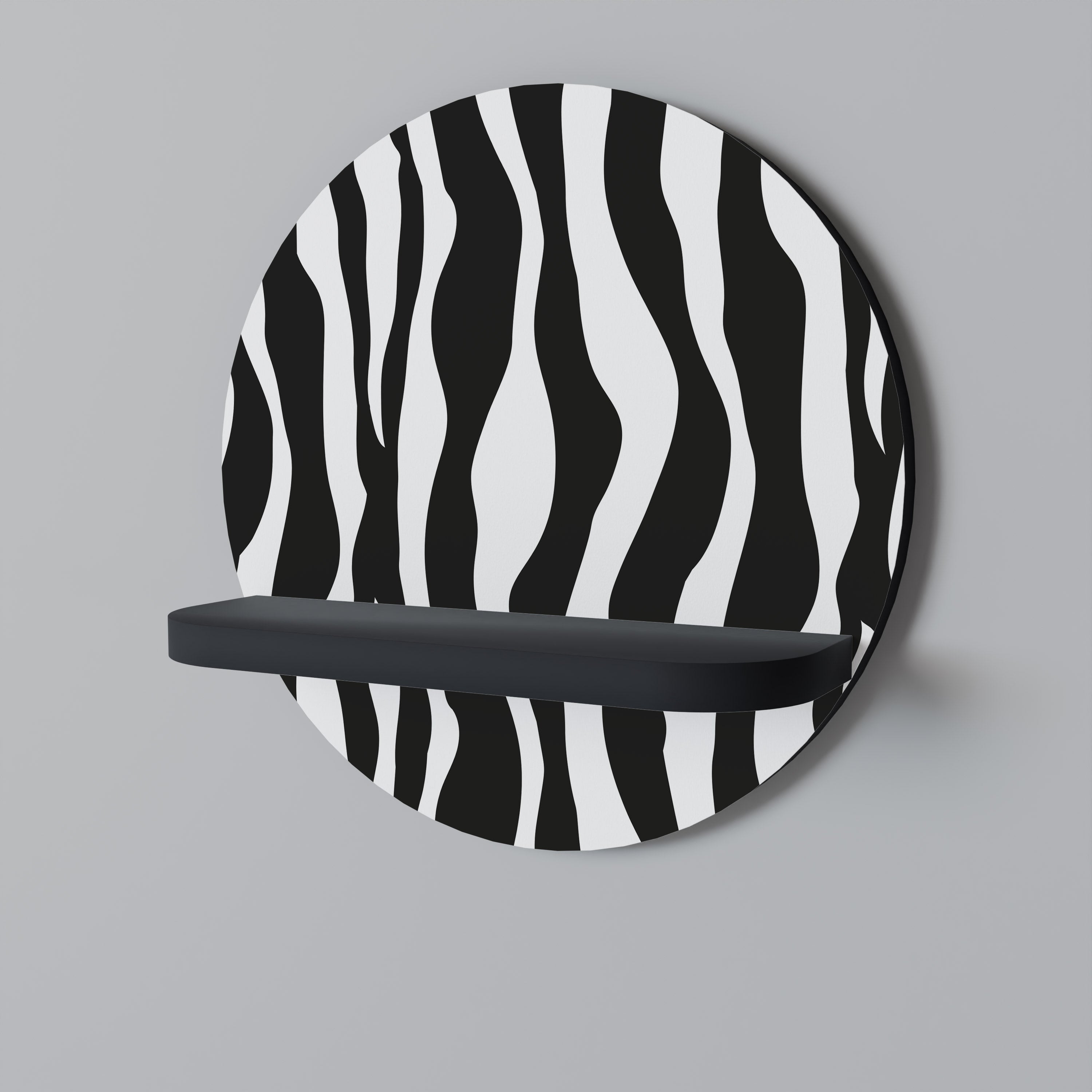 ZEBRA ECHOES Rundes Kunstregal in Schwarz