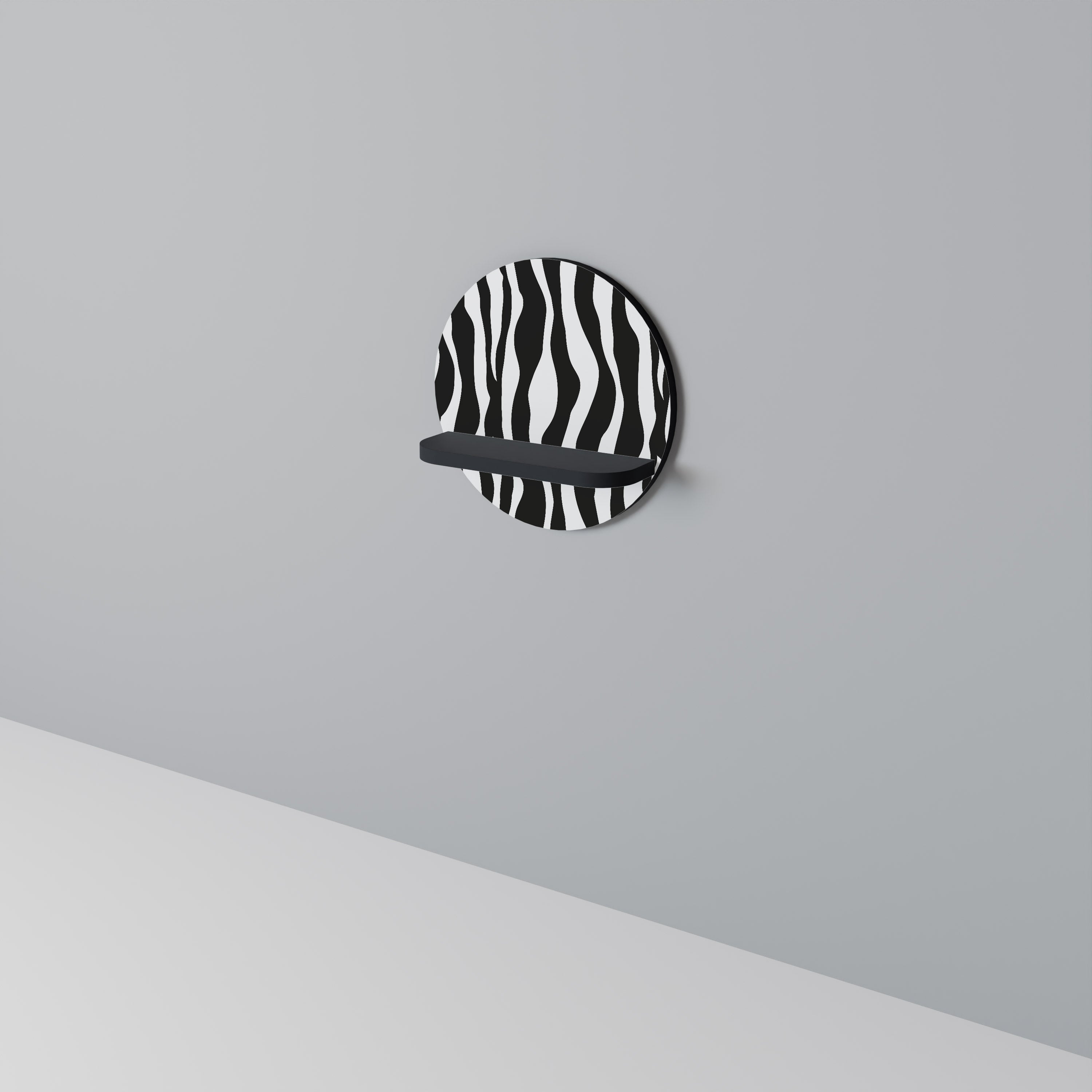 ZEBRA ECHOES Rundes Kunstregal in Schwarz