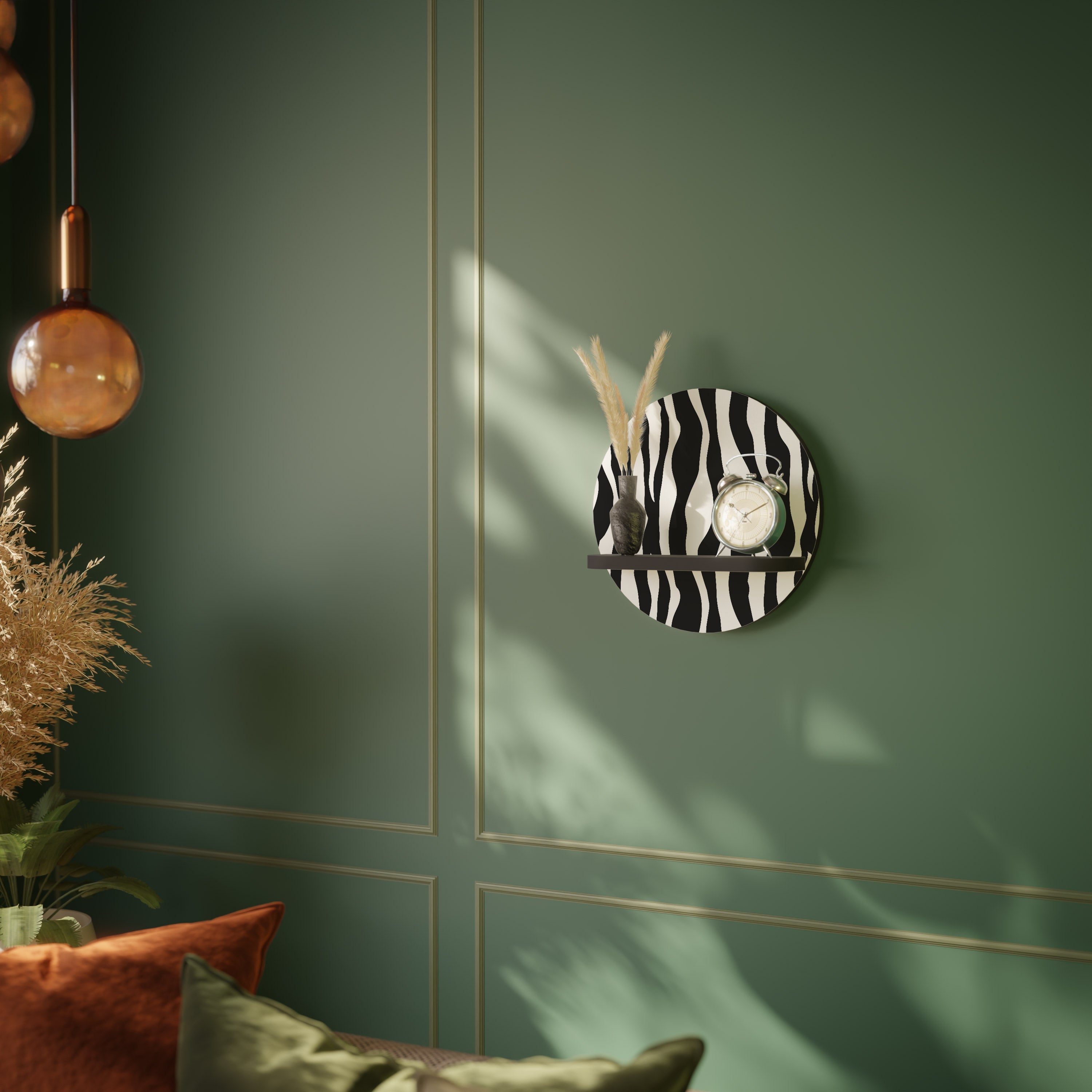 ZEBRA ECHOES Rundes Kunstregal in Schwarz