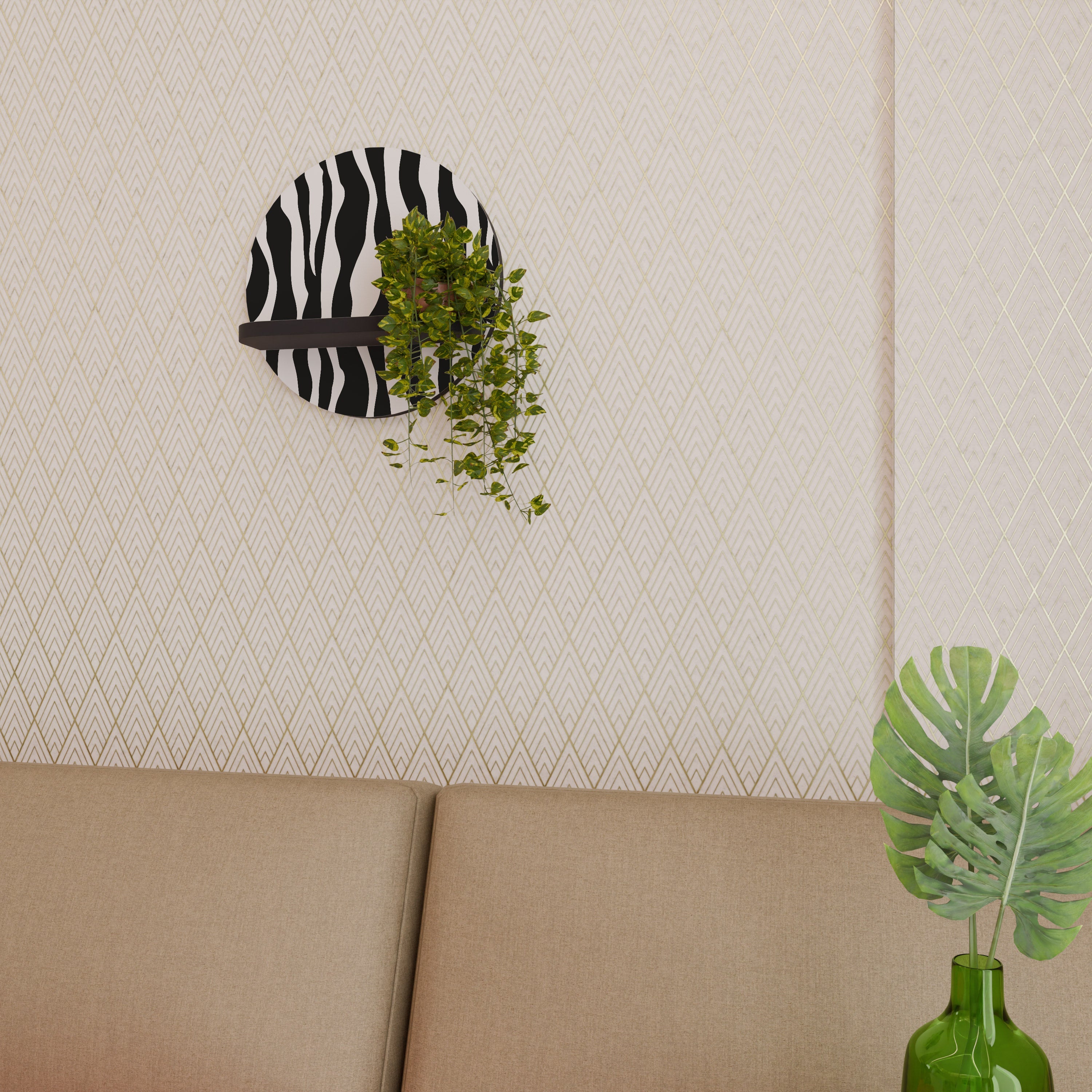 ZEBRA ECHOES Rundes Kunstregal in Schwarz