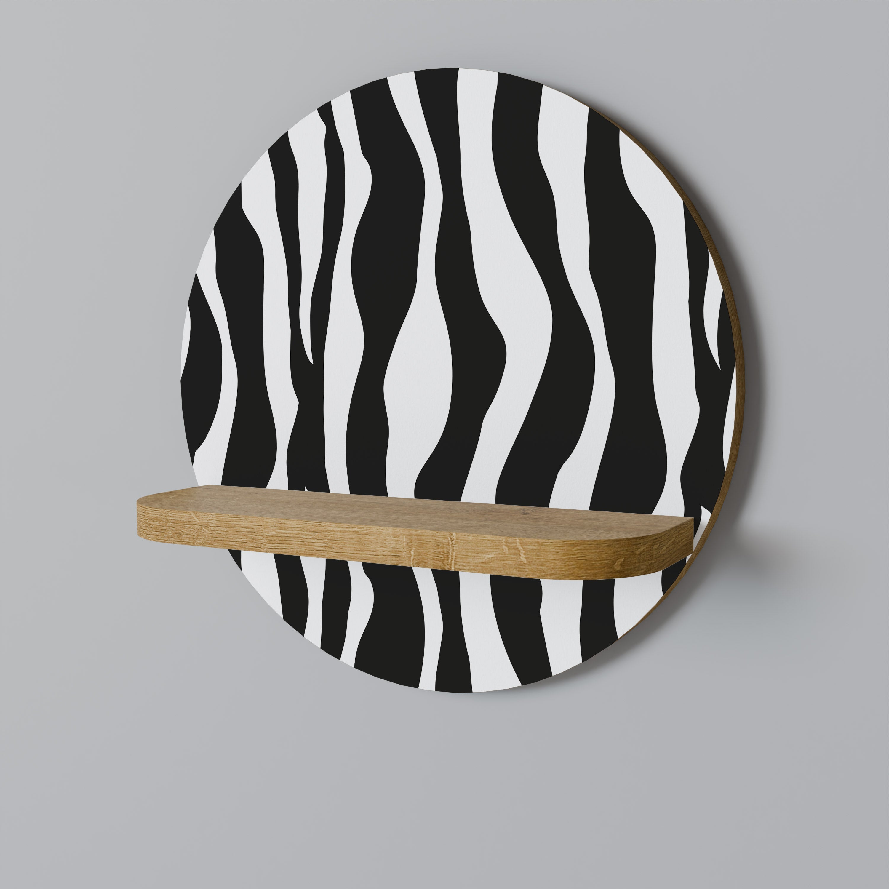 ZEBRA ECHOES Rundes Kunstregal in Eichenoptik