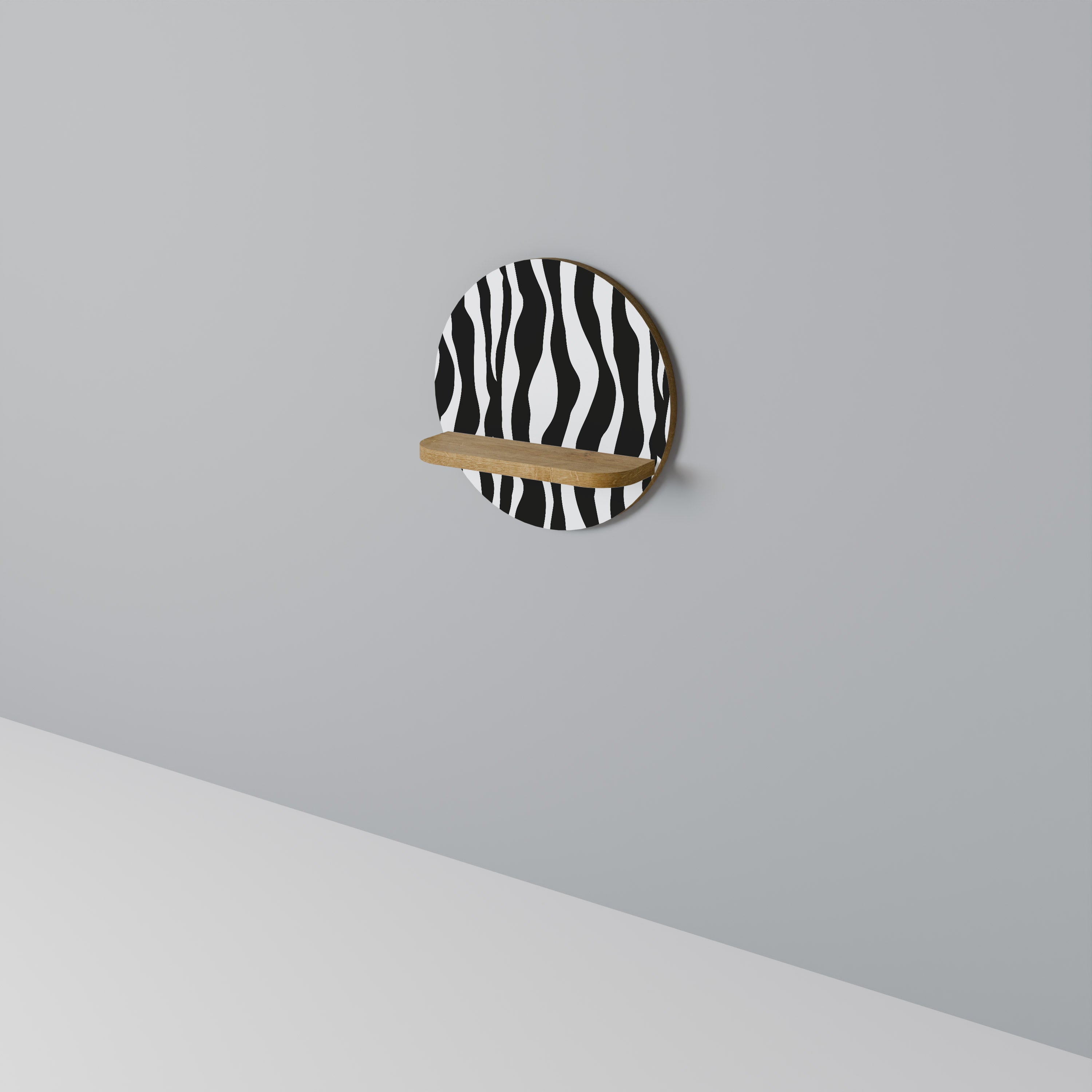 ZEBRA ECHOES Rundes Kunstregal in Eichenoptik