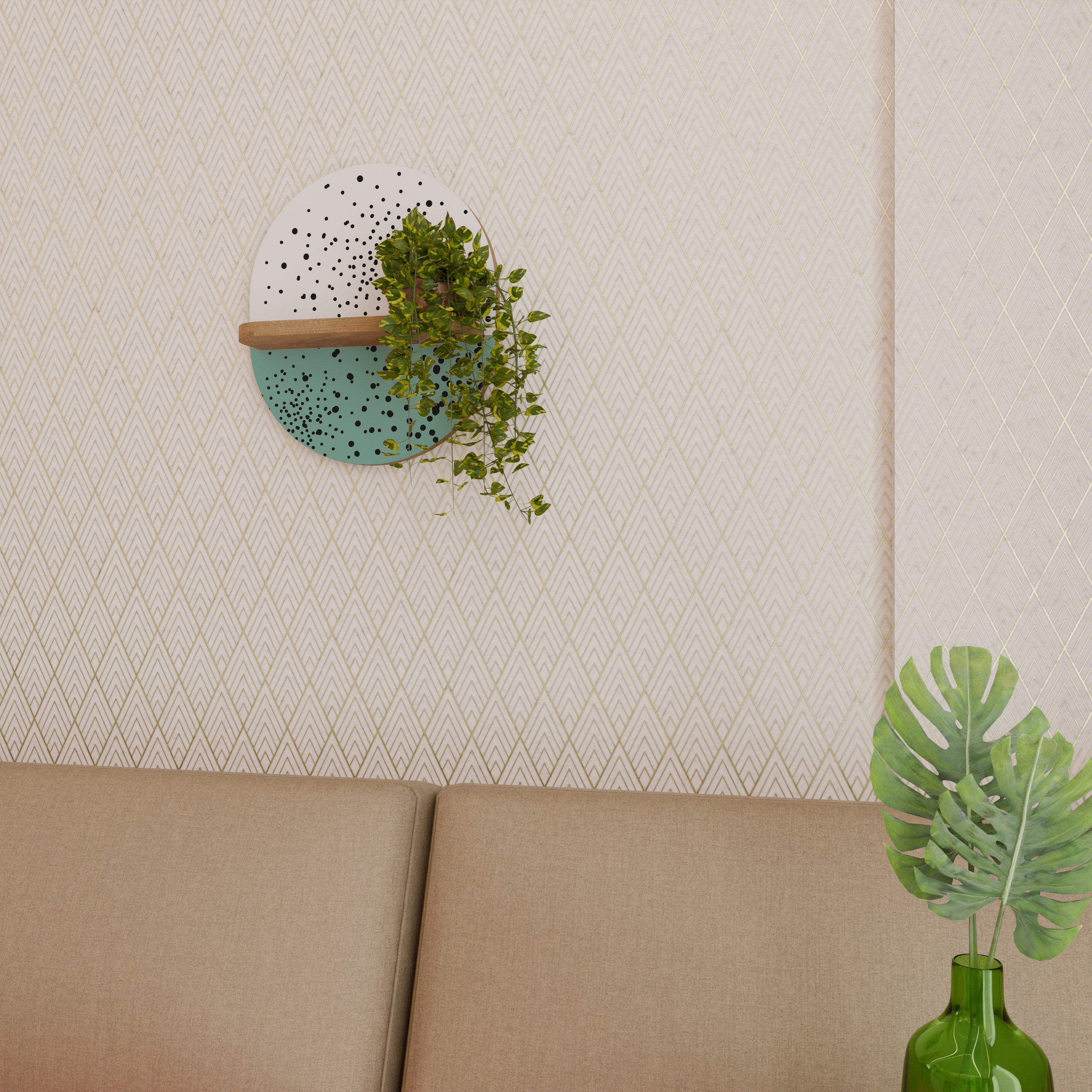 DOTTED DELIGHTS Ovales Kunstregal in Eichenoptik