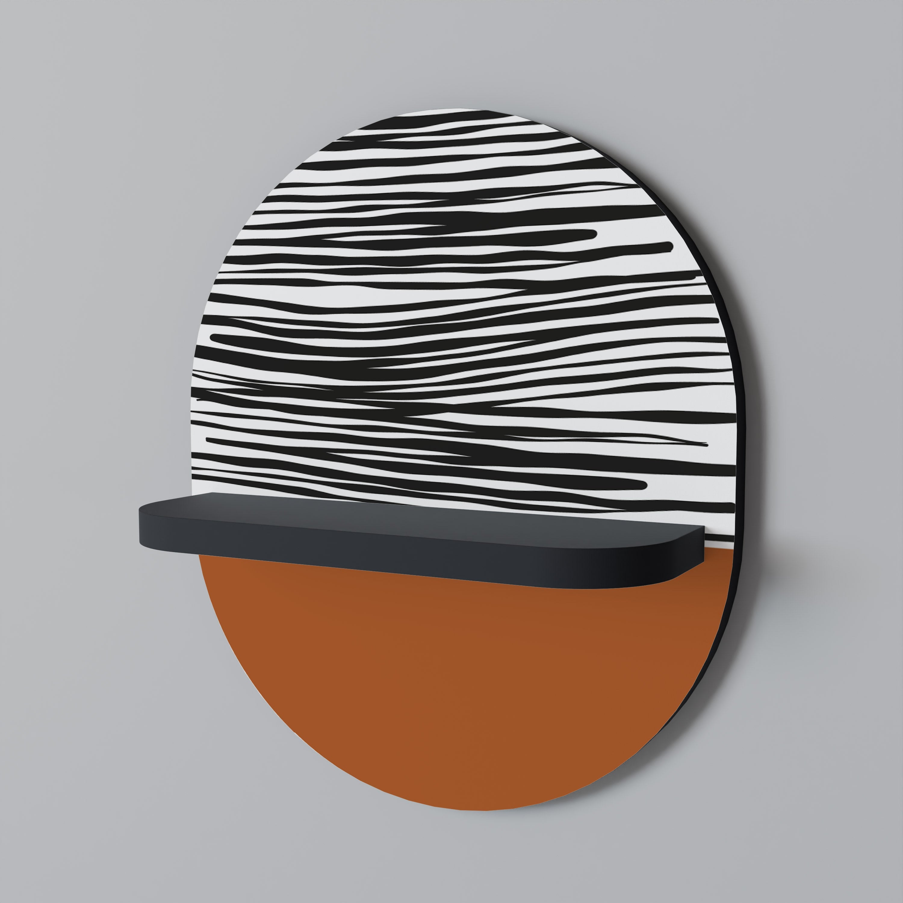 RADIANT ZEBRA Ovales Kunstregal in Schwarz