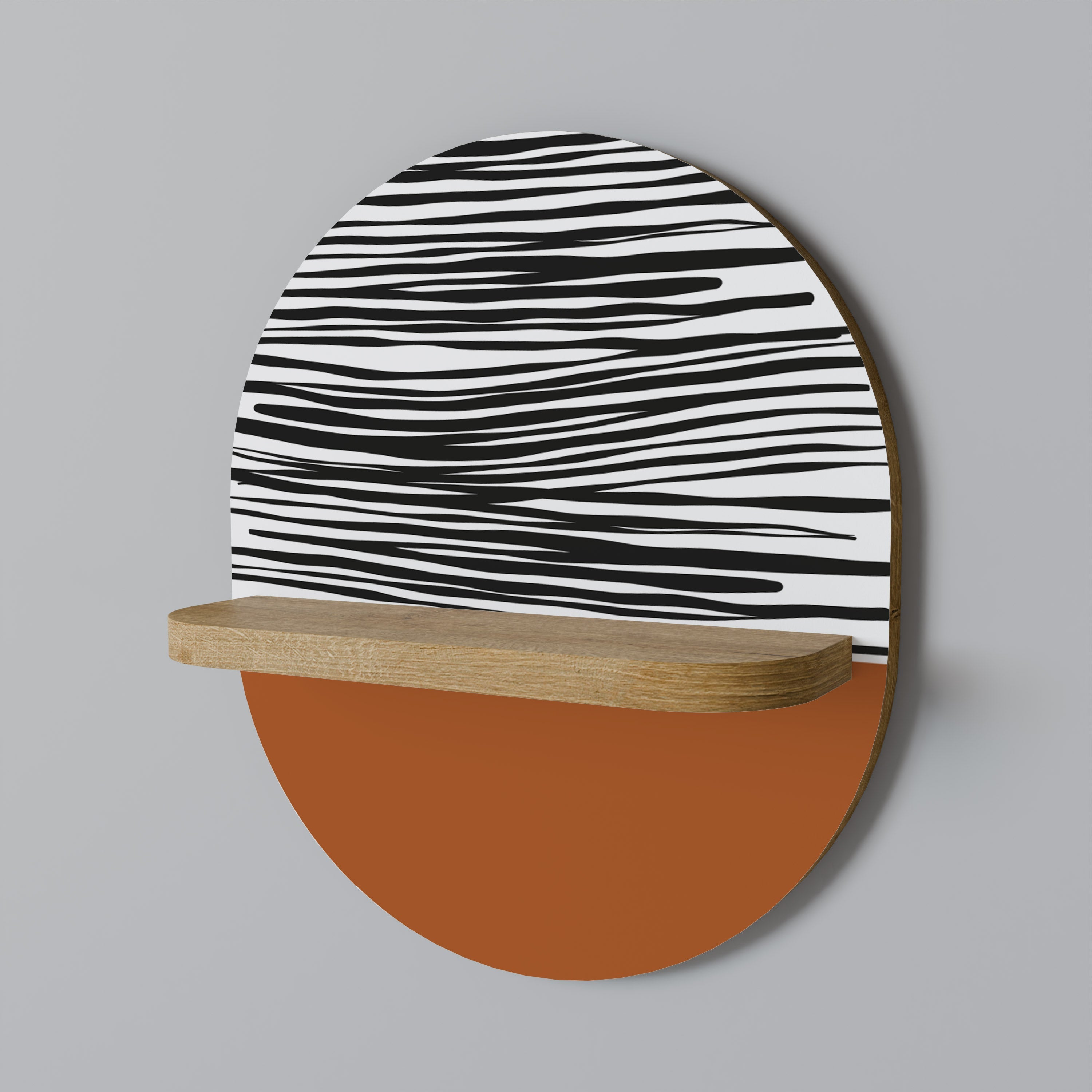 RADIANT ZEBRA Ovales Kunstregal in Eichenoptik