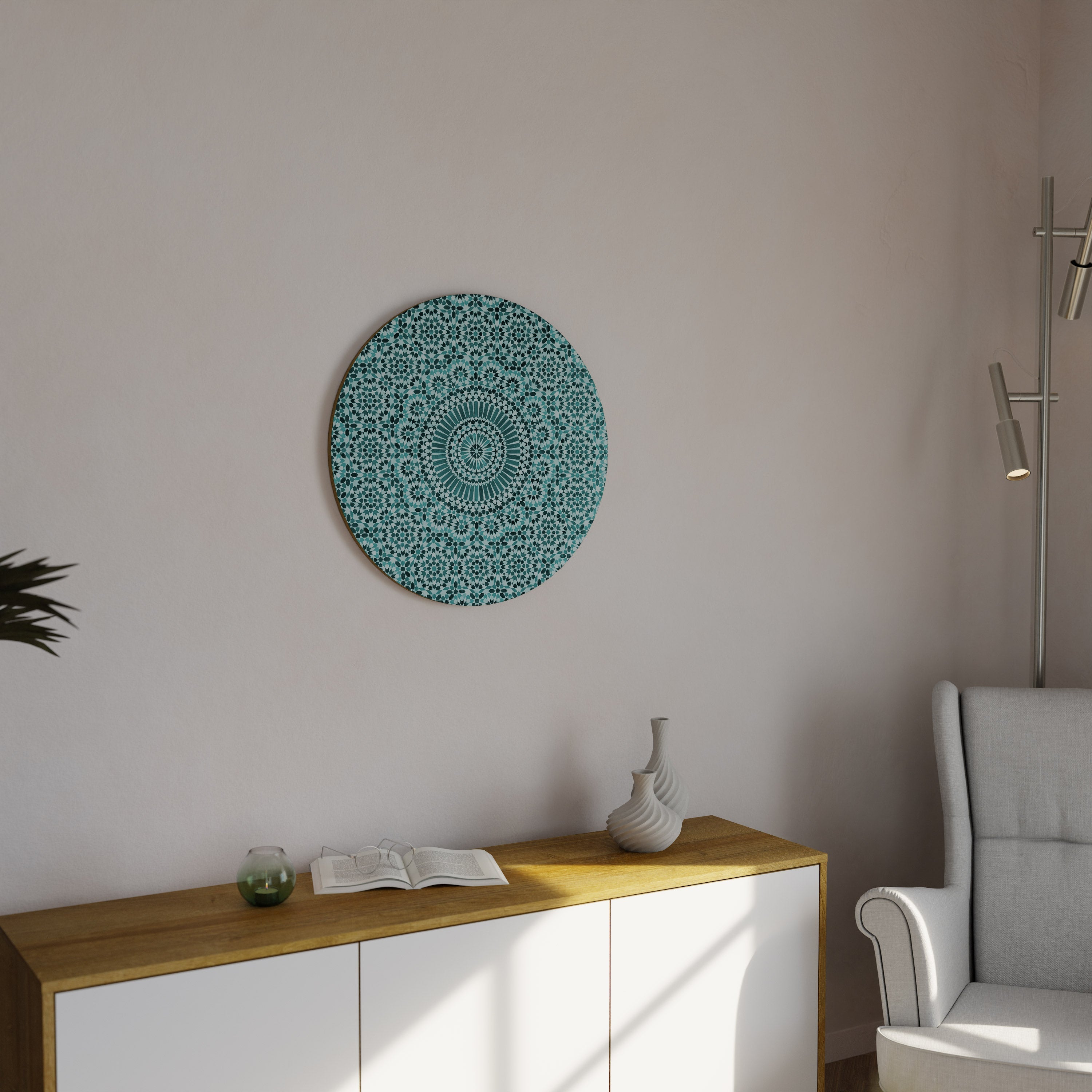 MAROKKANISCHES TÜRKIS Runde Wandkunst