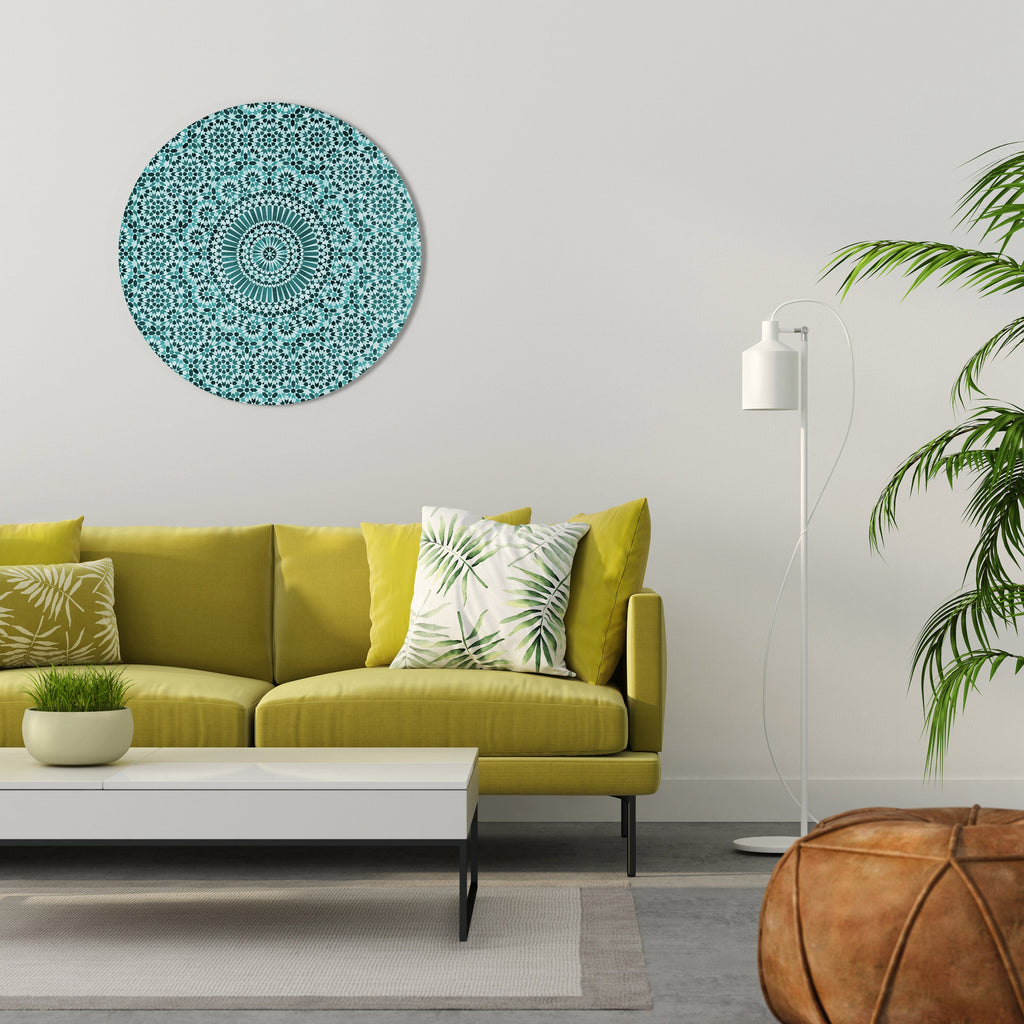 MAROKKANISCHES TÜRKIS Runde Wandkunst