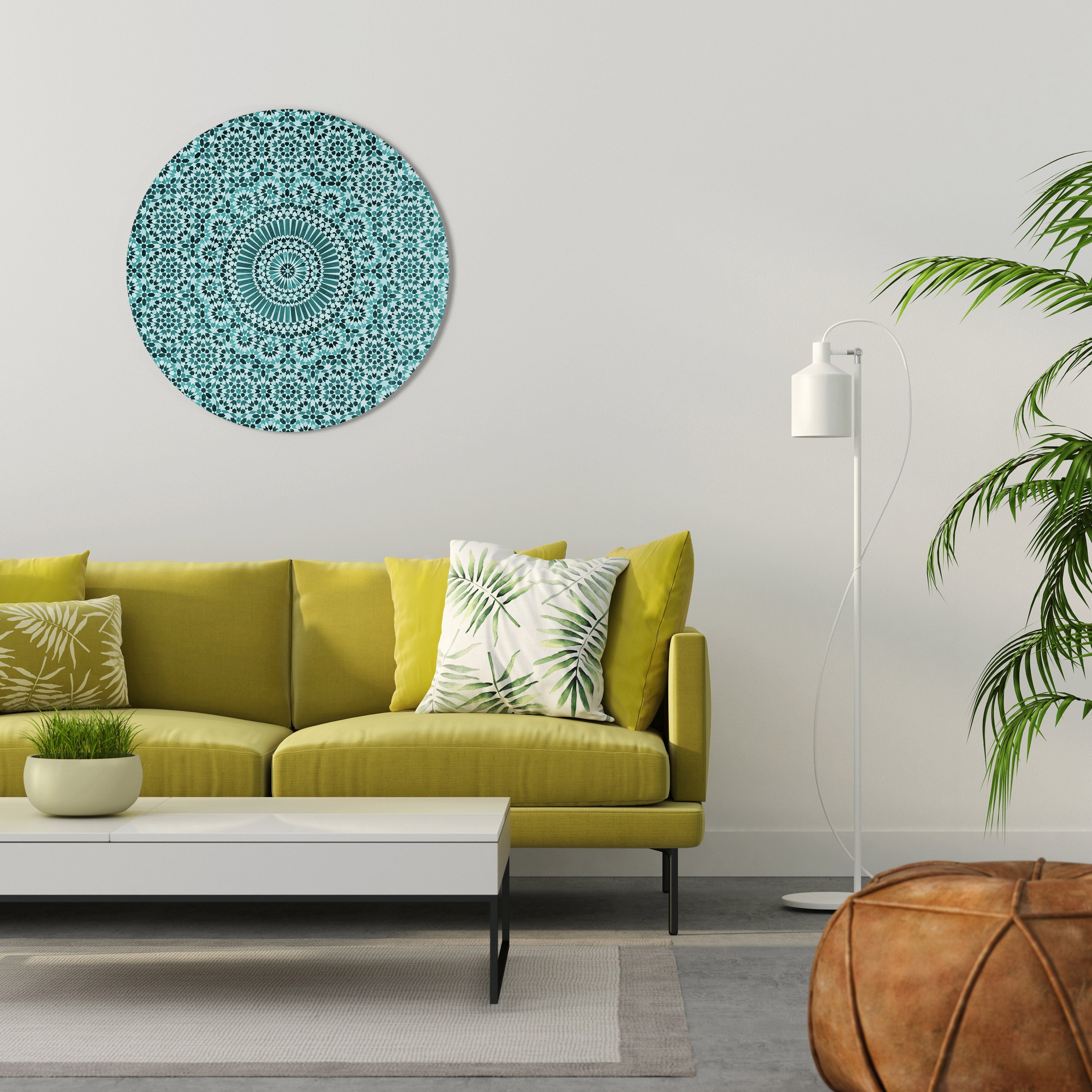 MAROKKANISCHES TÜRKIS Runde Wandkunst