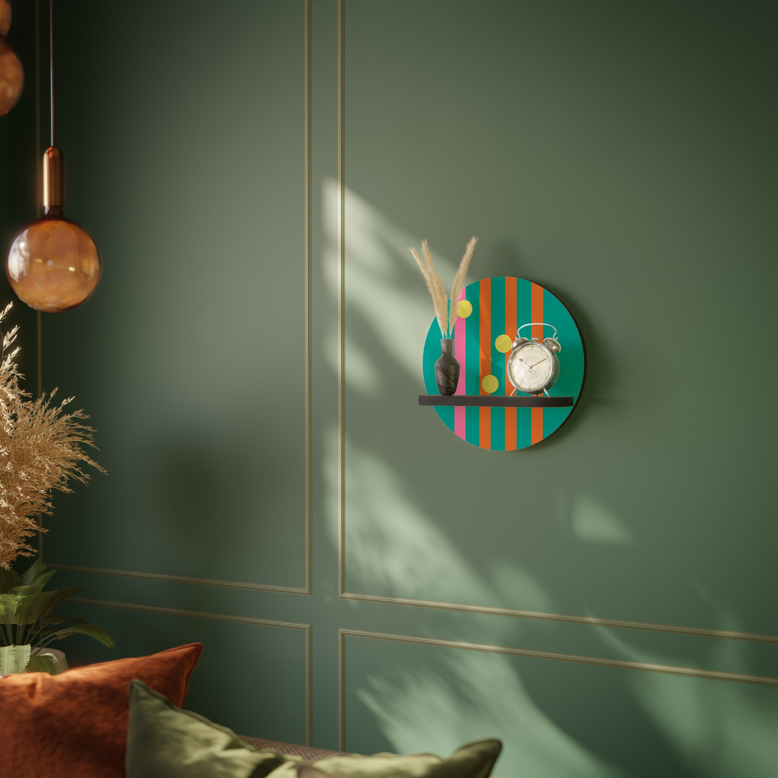 SOMEWHERE IN BETWEEN Rundes Kunstregal in Schwarz