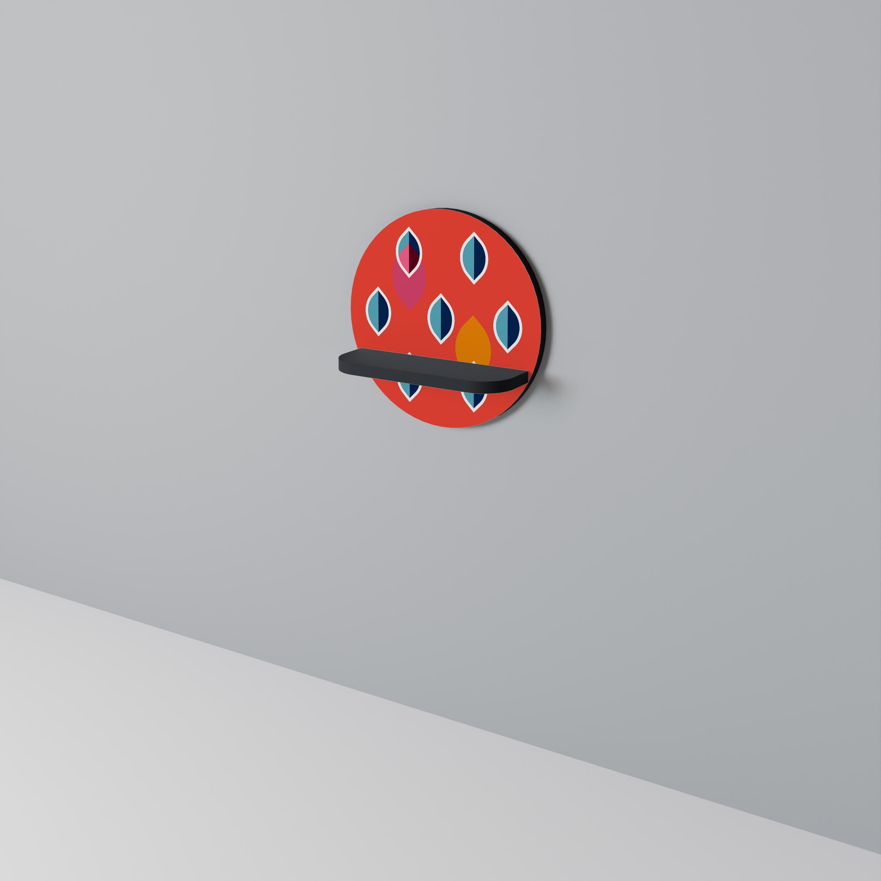 SYNCHRO ON FIRE Rundes Kunstregal in Schwarz