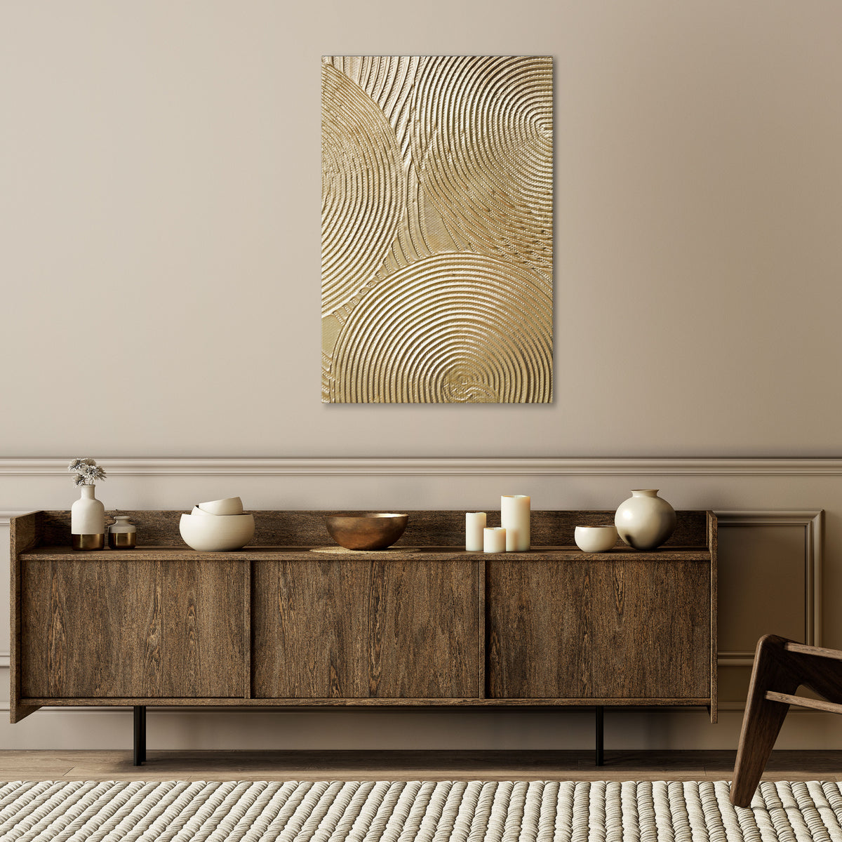 GOLDEN WAVES UNFOLD Vertical Canvas Print