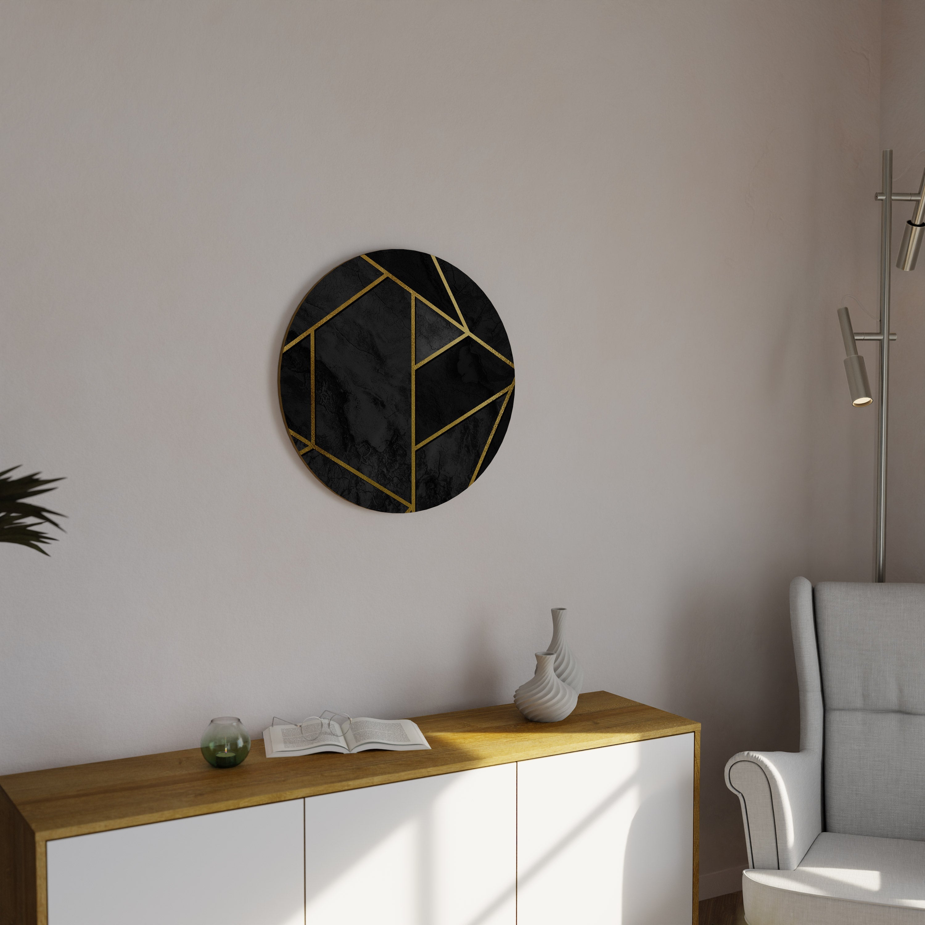 GLITZERNDE GEOMETRISCHE TRÄUME Runde Wandkunst