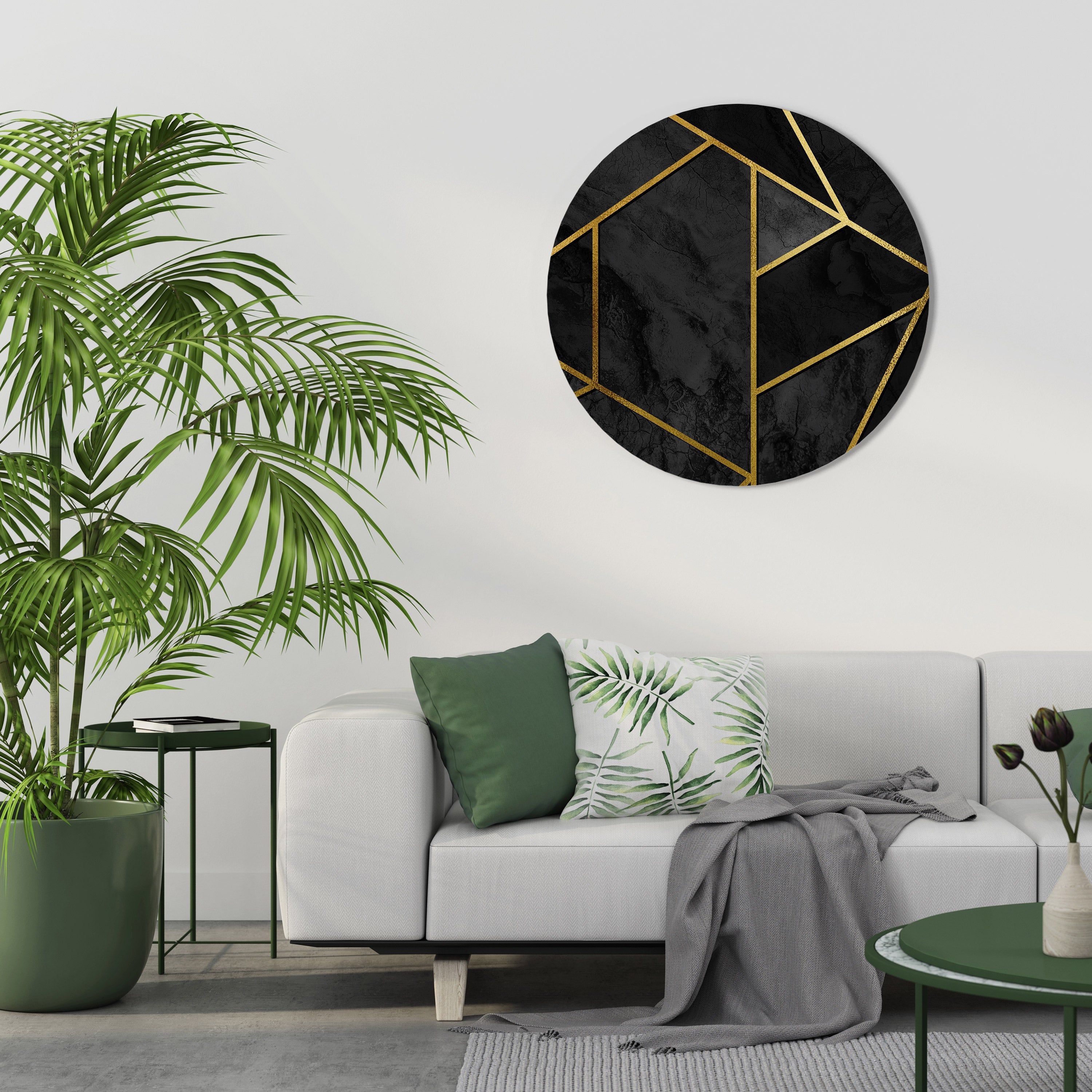 GLITZERNDE GEOMETRISCHE TRÄUME Runde Wandkunst