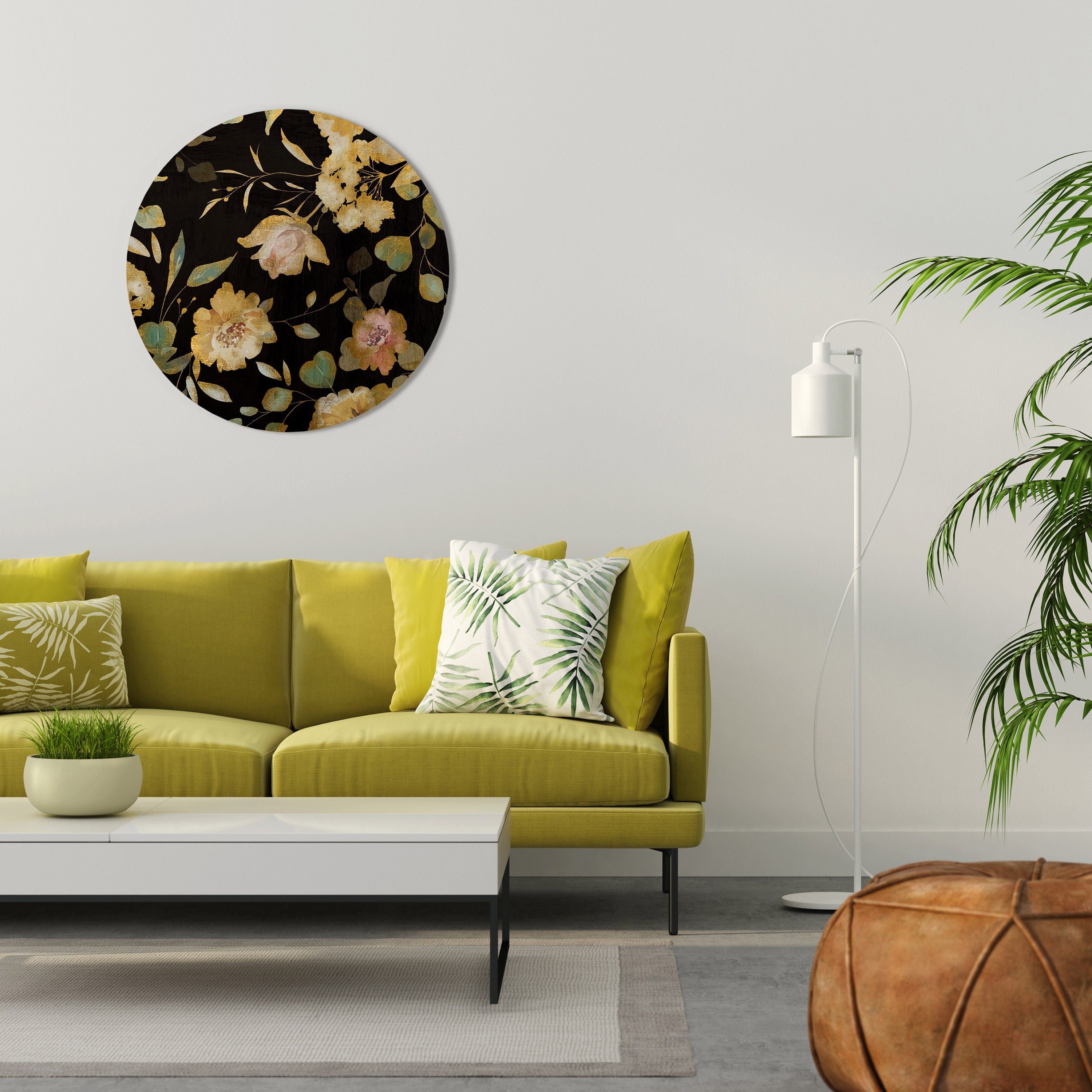 BESCHEIDENE BLUMEN Runde Wandkunst