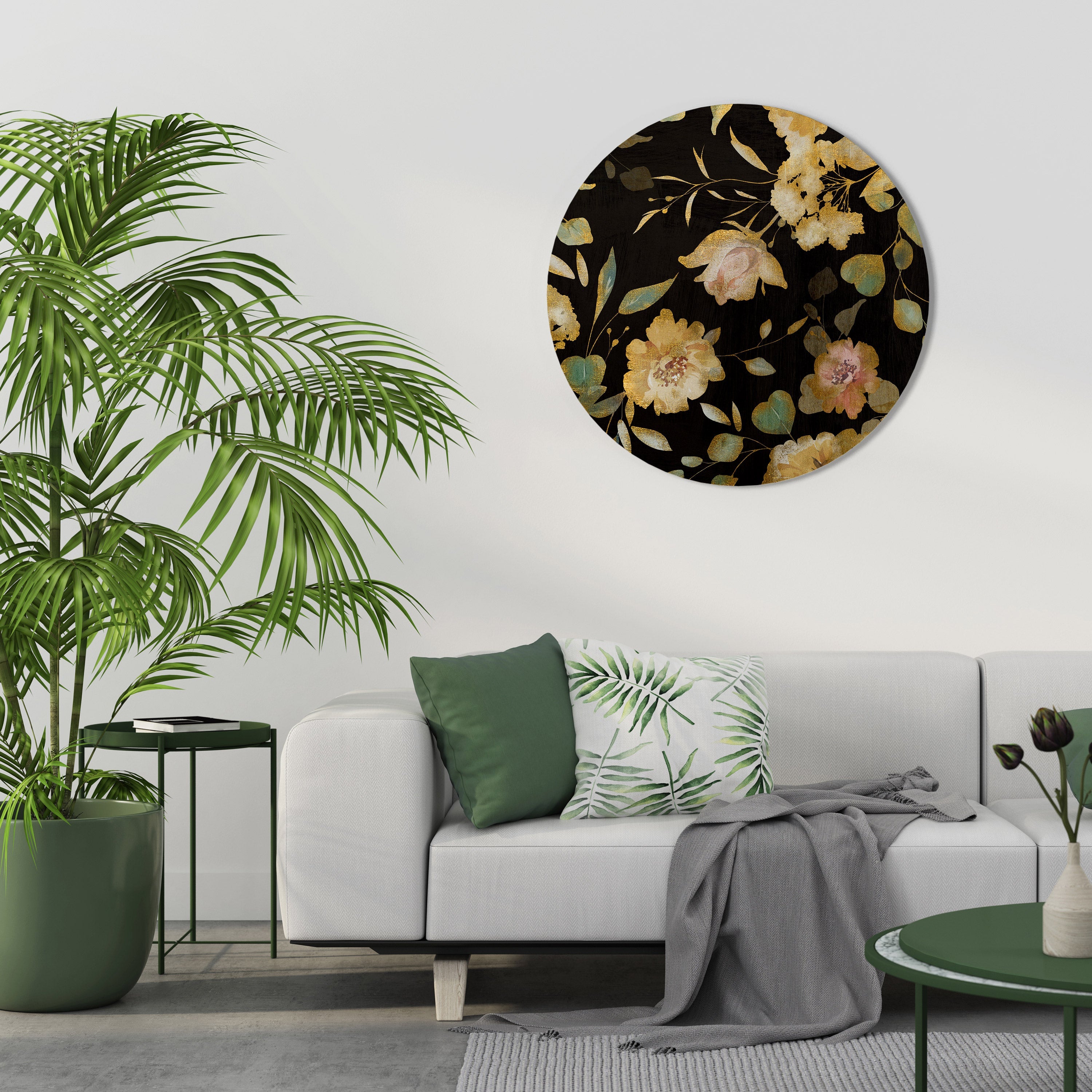 BESCHEIDENE BLUMEN Runde Wandkunst