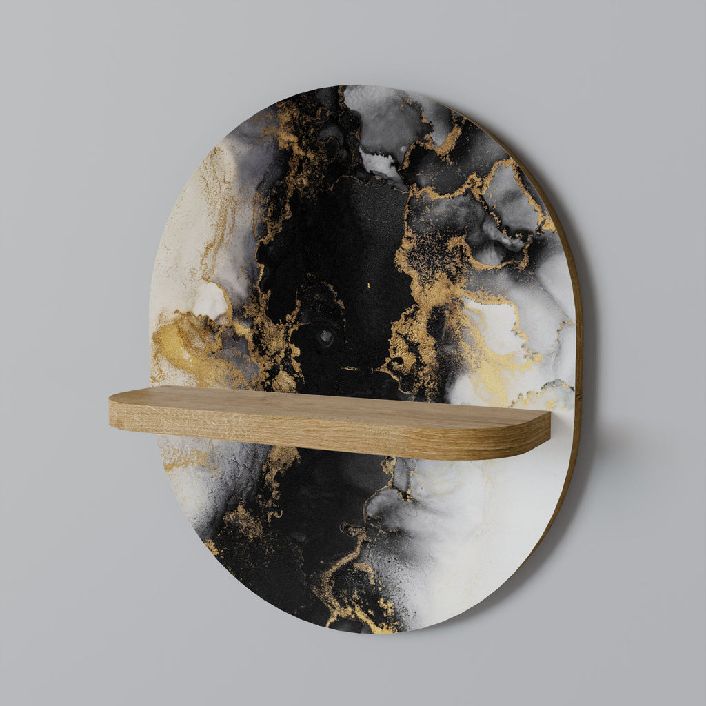 MARBLE OF TOMMORROW Ovales Kunstregal in Eichenoptik