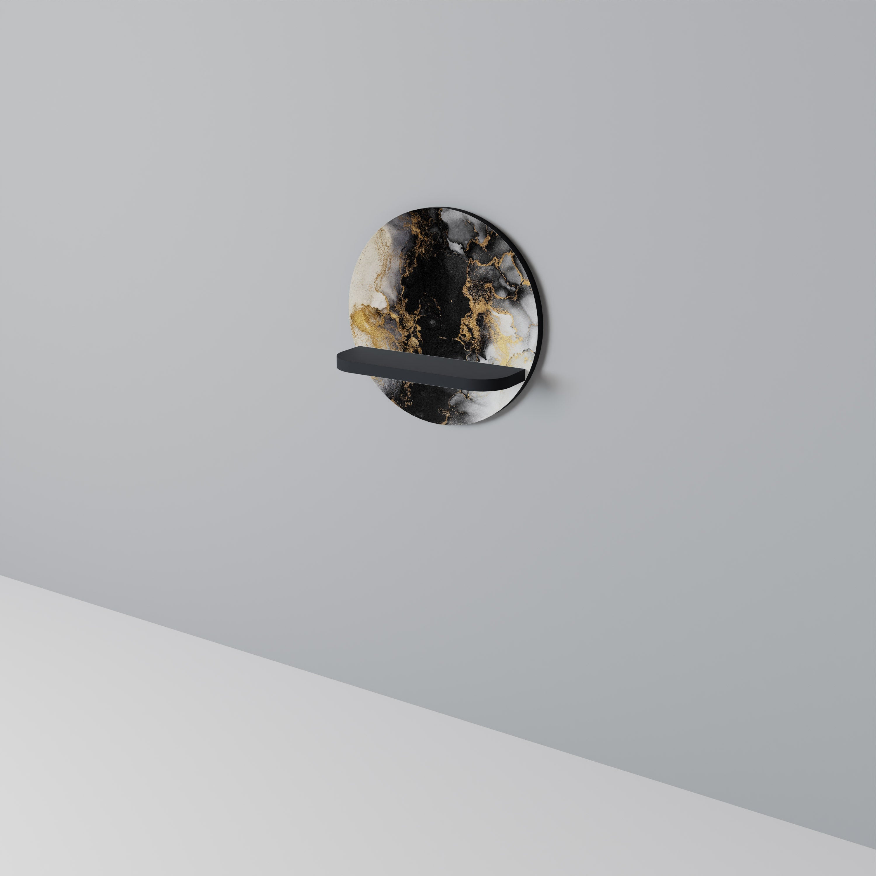 MARBLE OF TOMMORROW Rundes Kunstregal in Schwarz