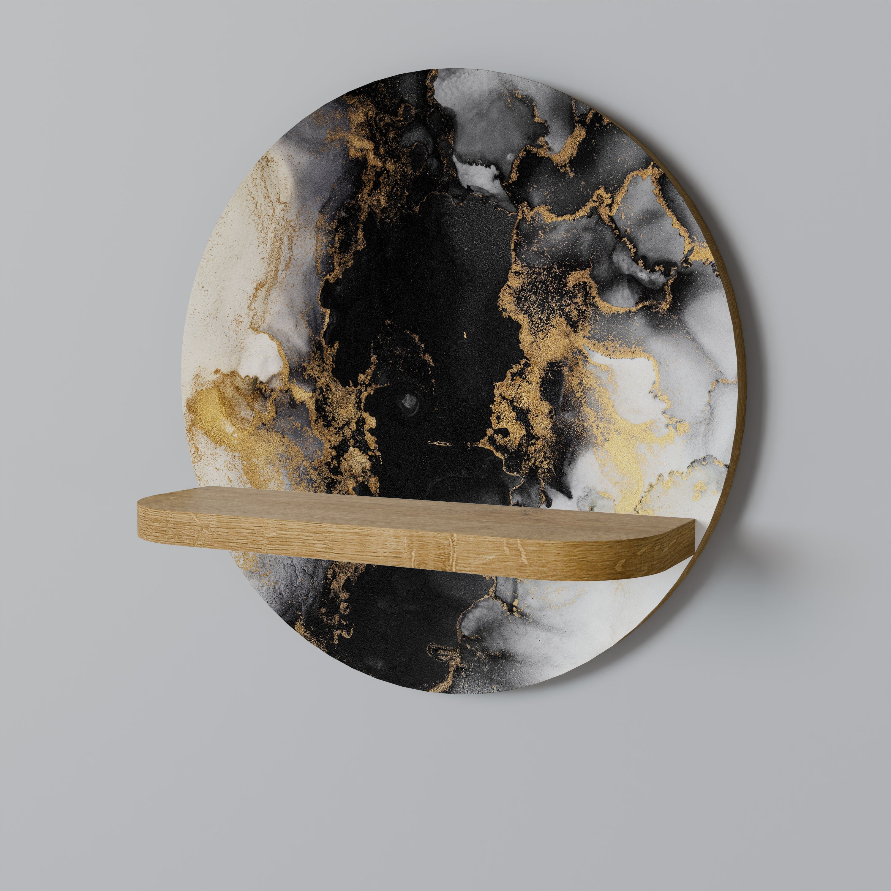 MARBLE OF TOMMORROW Rundes Kunstregal in Eichenoptik
