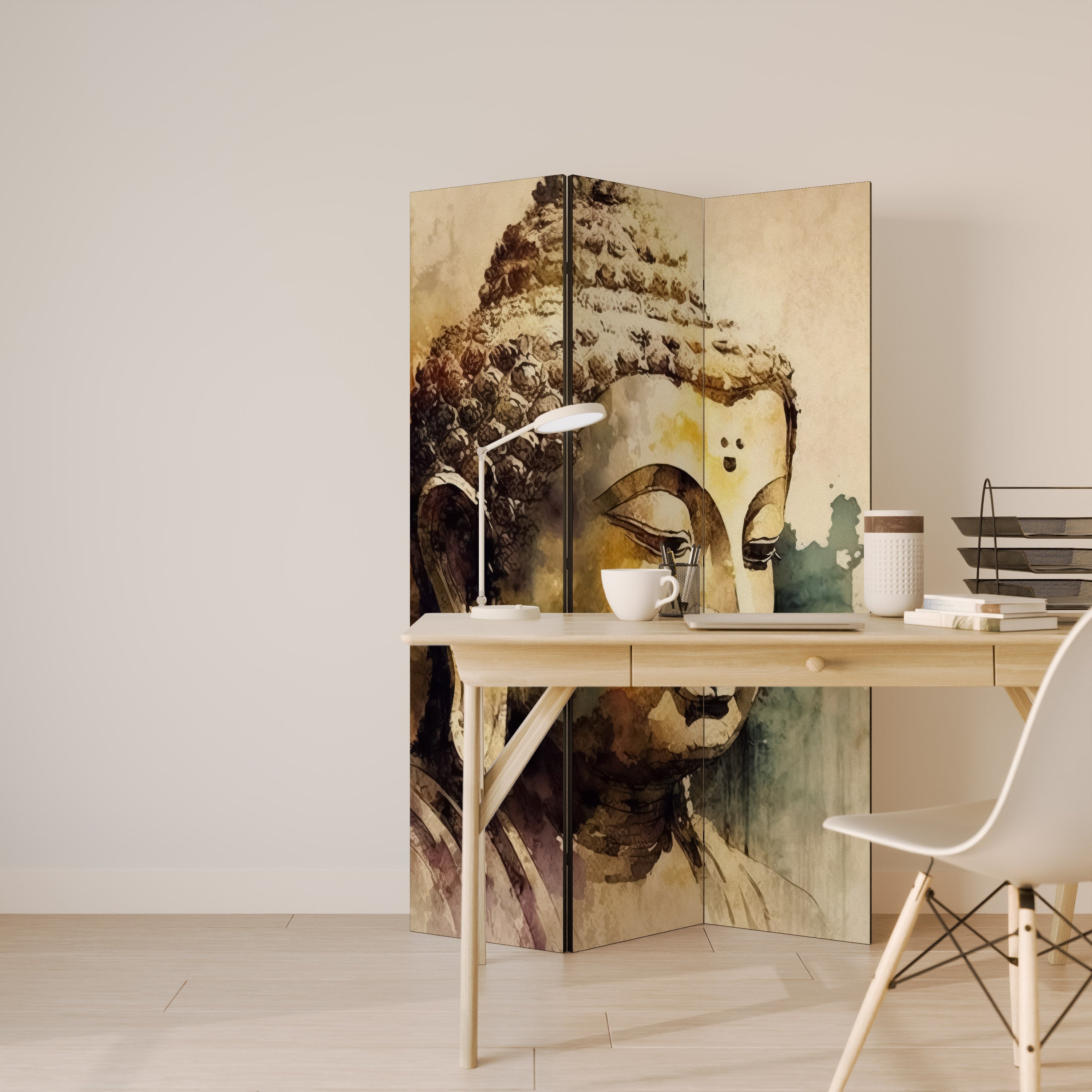 TRANQUIL BUDDHA WHISPERS Dekorativer 3-teiliger Raumteiler