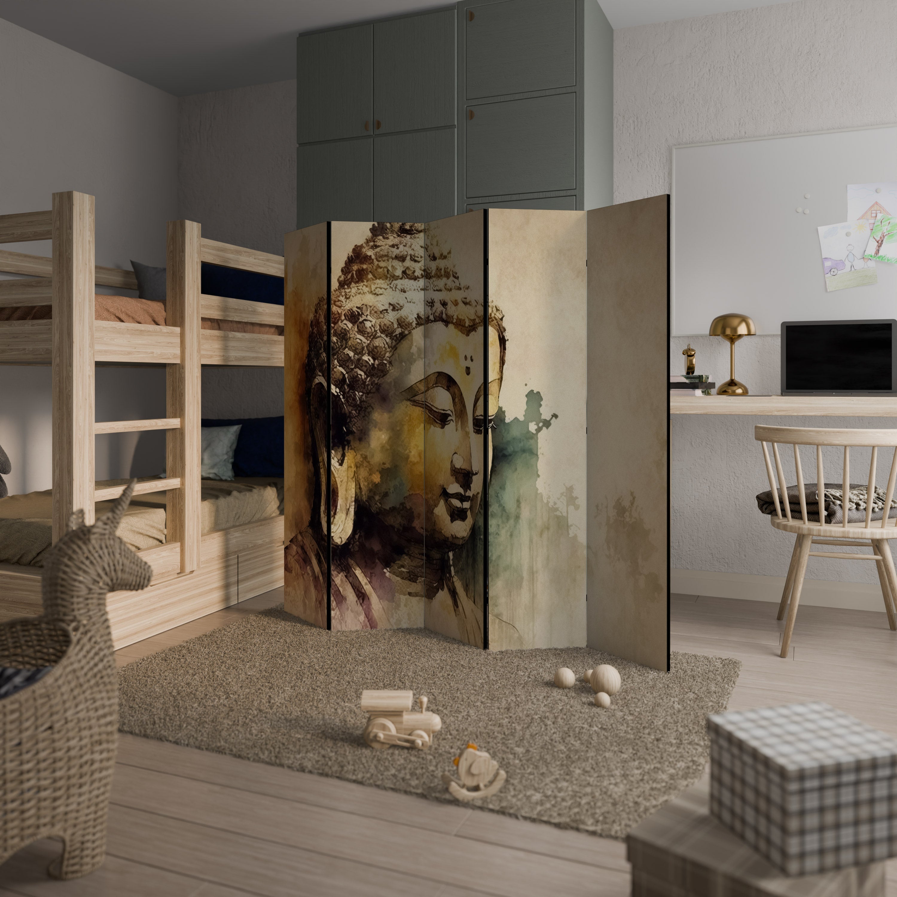 TRANQUIL BUDDHA WHISPERS Decorative 5-Panel Room Divider