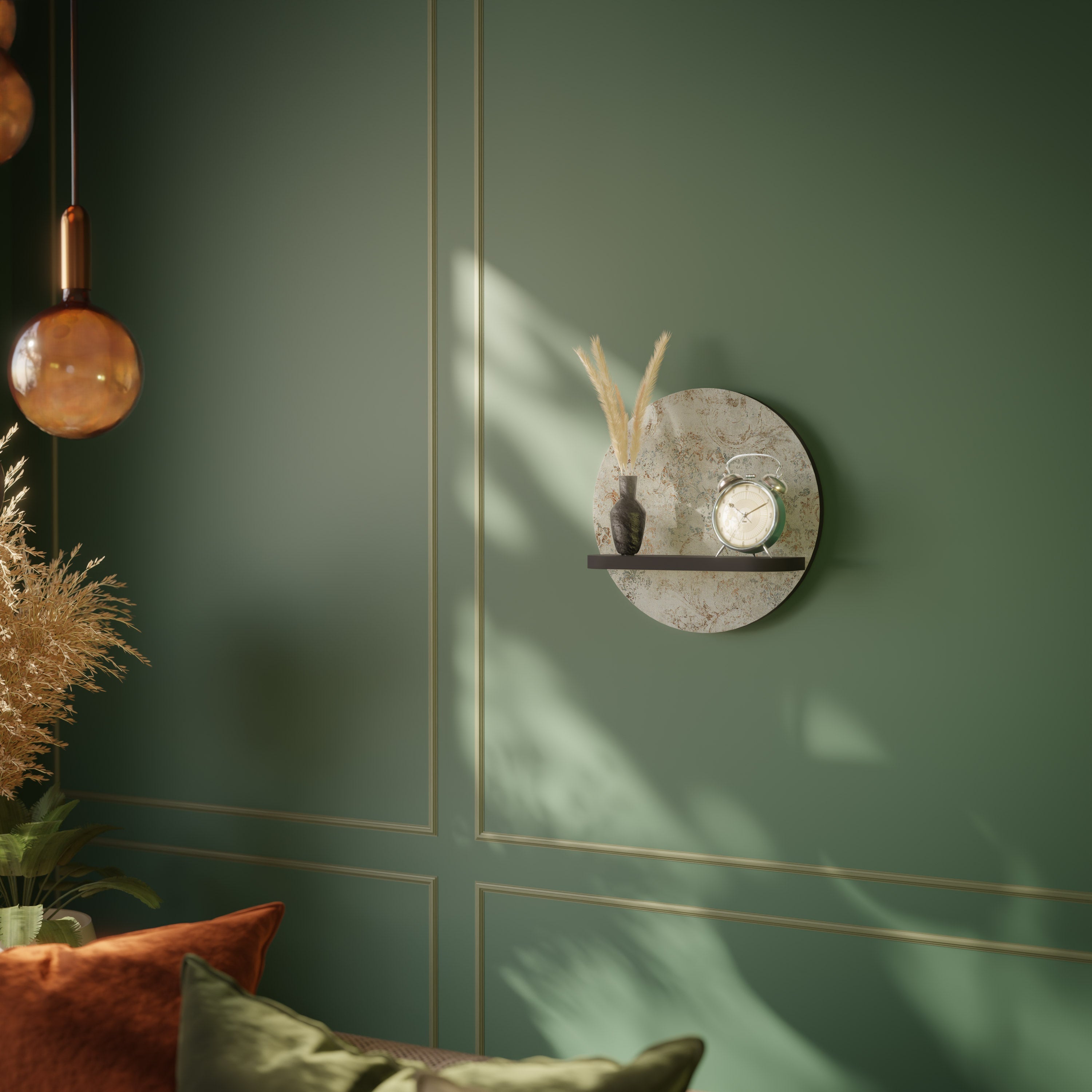 FADED ELEGANCE Rundes Kunstregal in Schwarz