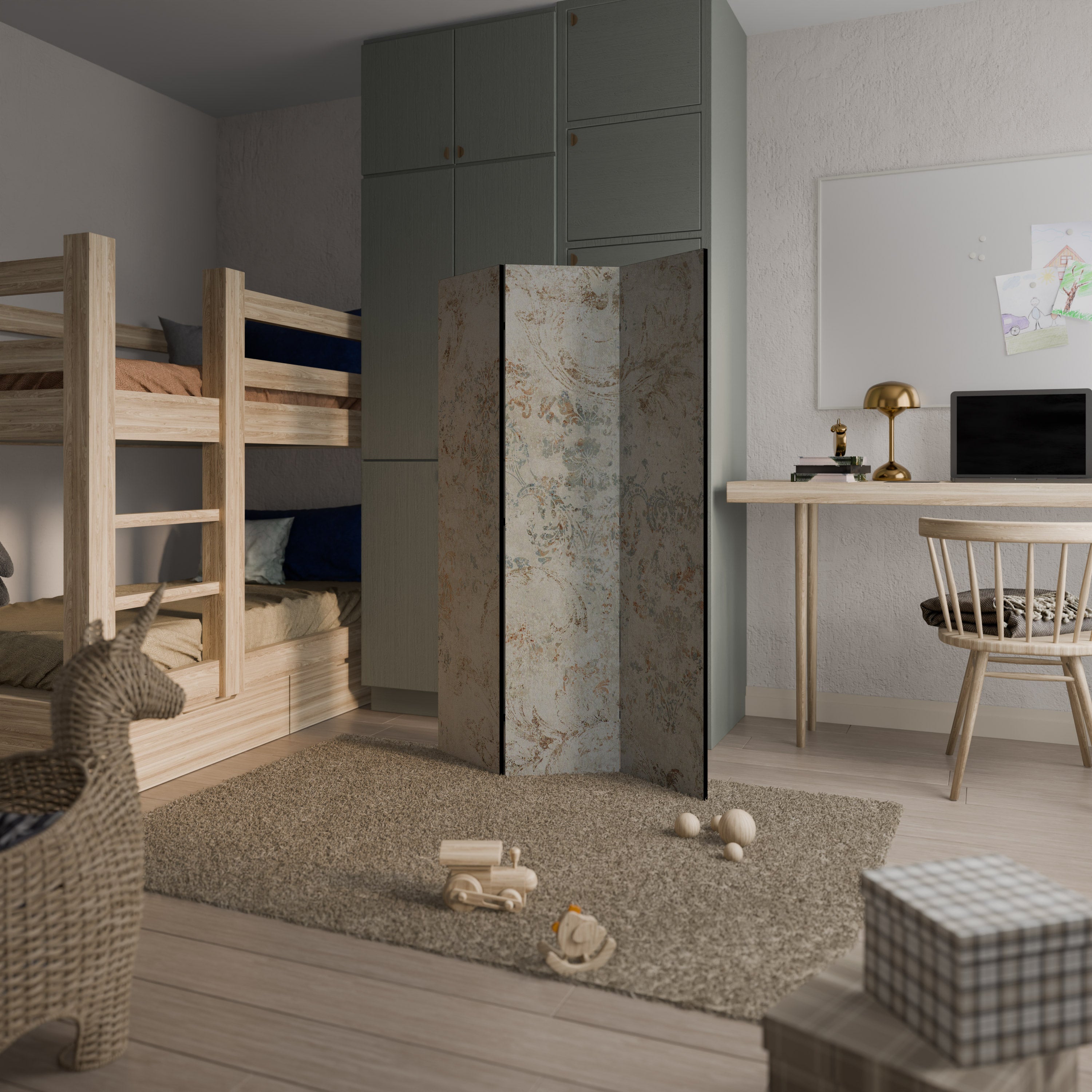 FADED ELEGANCE Dekorativer 3-teiliger Raumteiler
