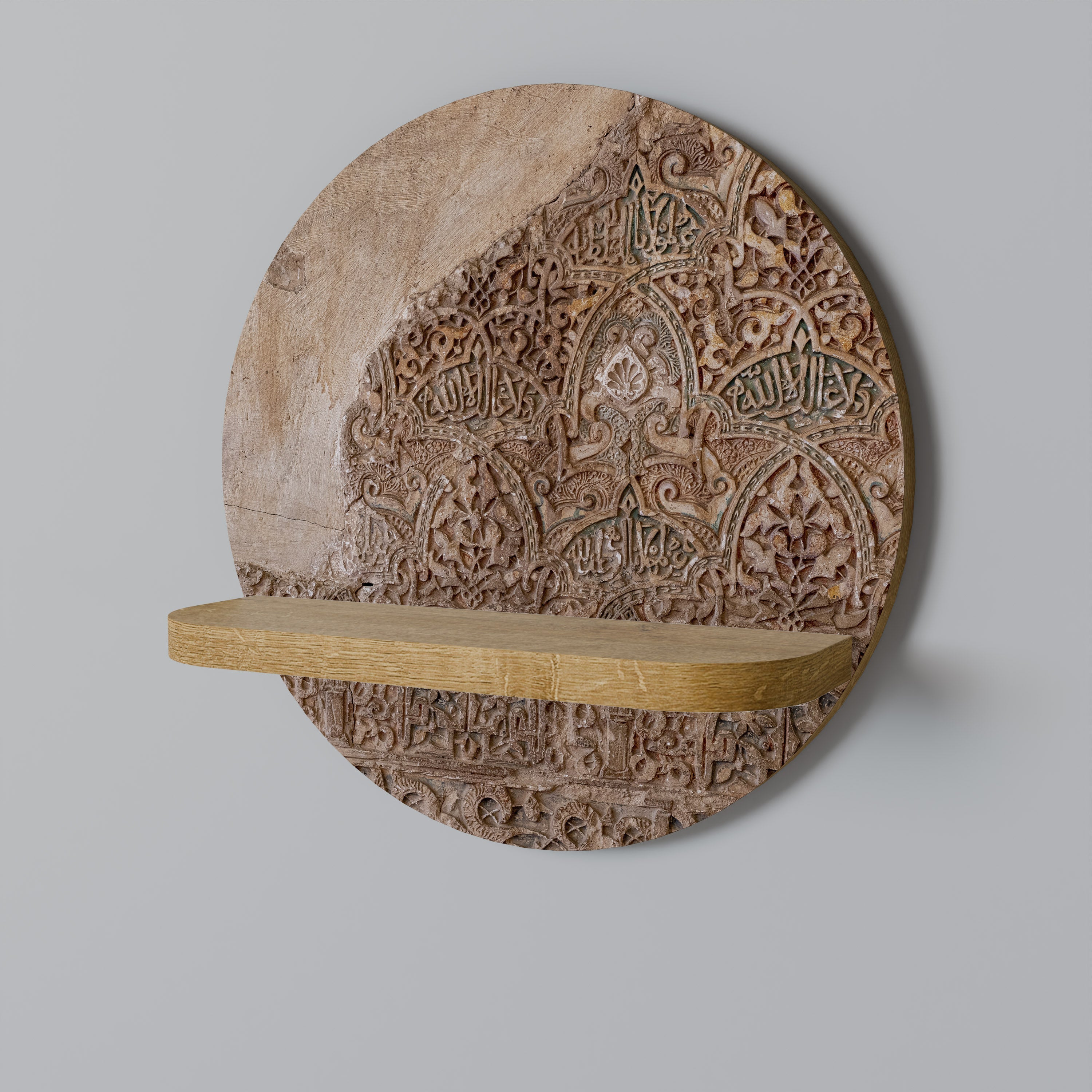 ARABESQUE WHISPERS Rundes Kunstregal in Eichenoptik