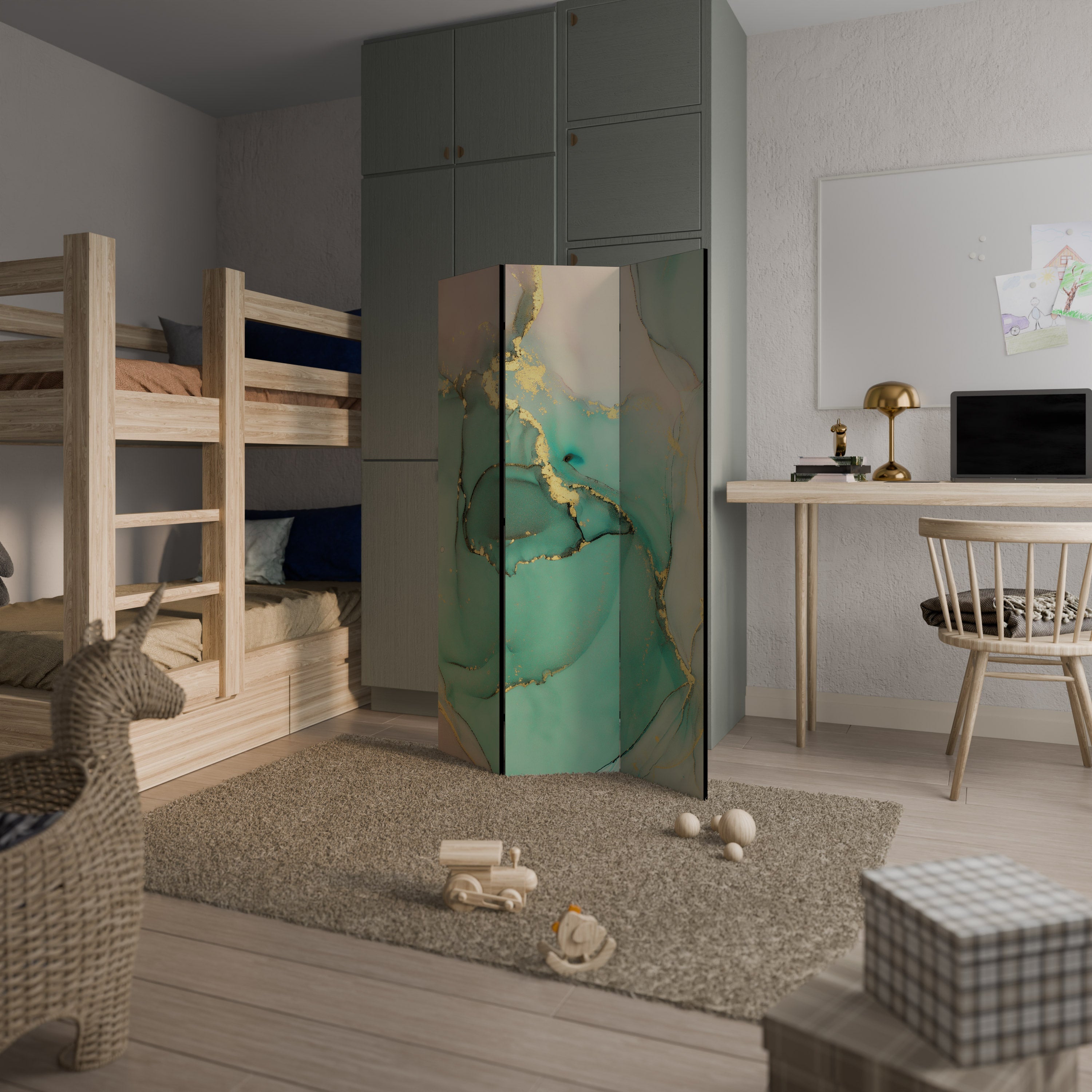 MARMORIERTER MYSTIQUE Dekorativer 3-teiliger Raumteiler