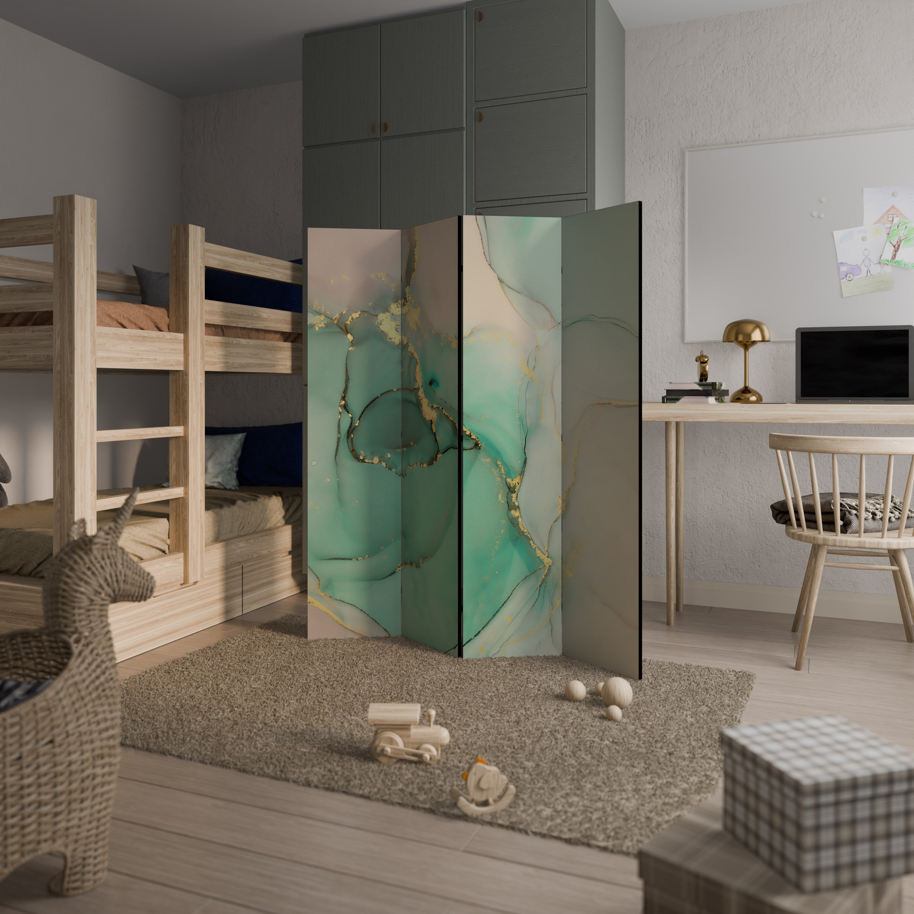 MARMORIERTER MYSTIQUE Dekorativer 4-teiliger Raumteiler