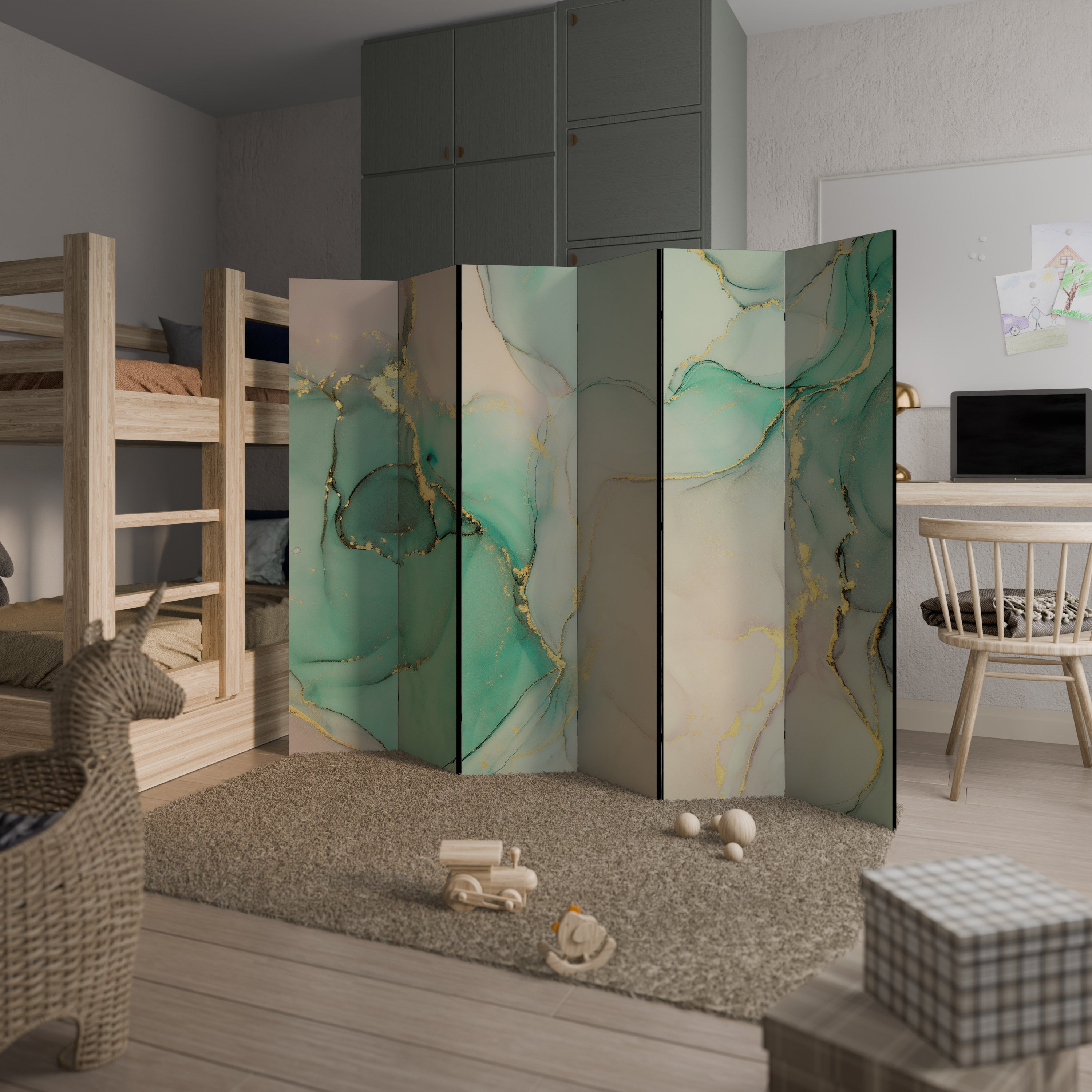 MARBLEIZED MYSTIQUE Decorative 6-Panel Room Divider