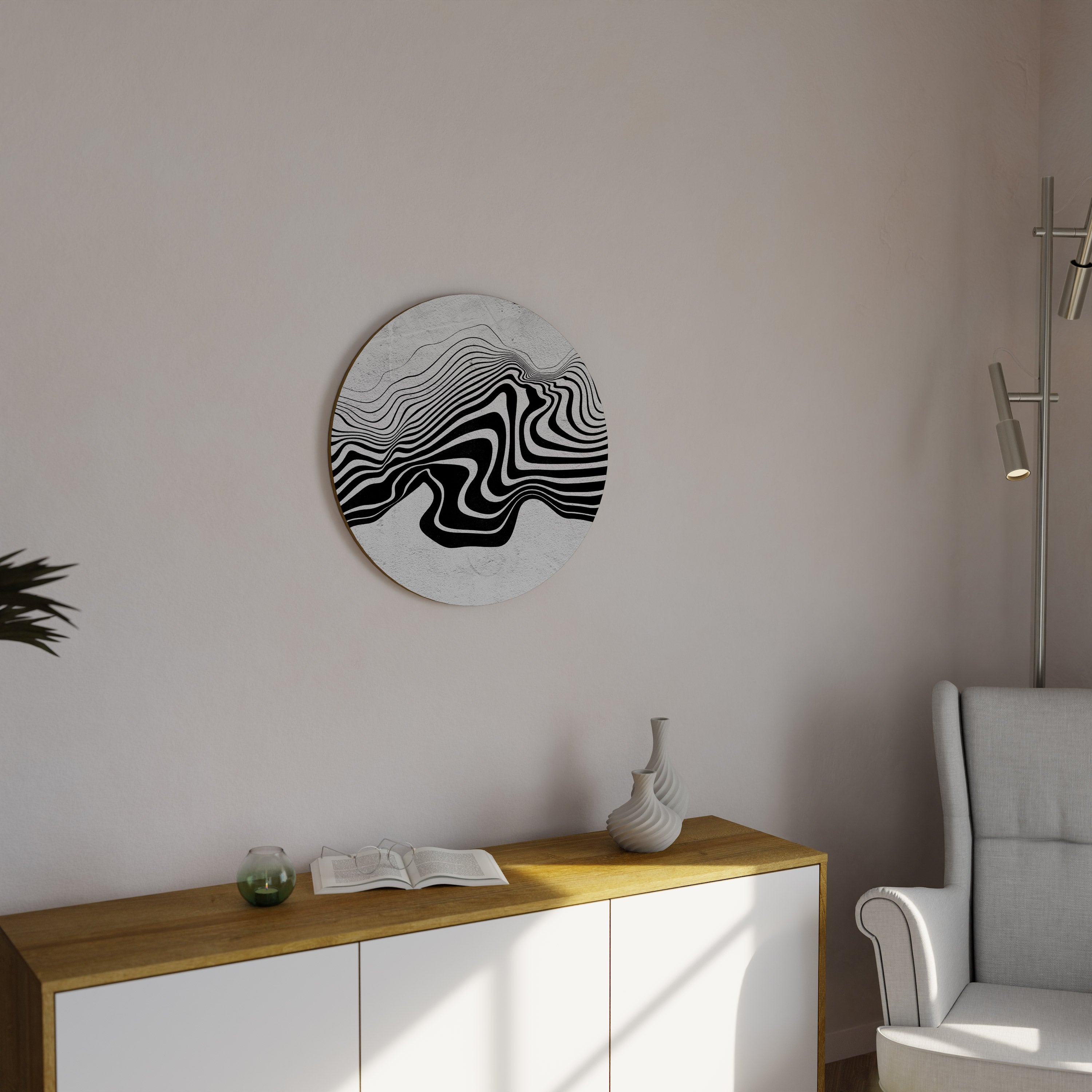 Runde Wandkunst MONOCHROME MIRAGE