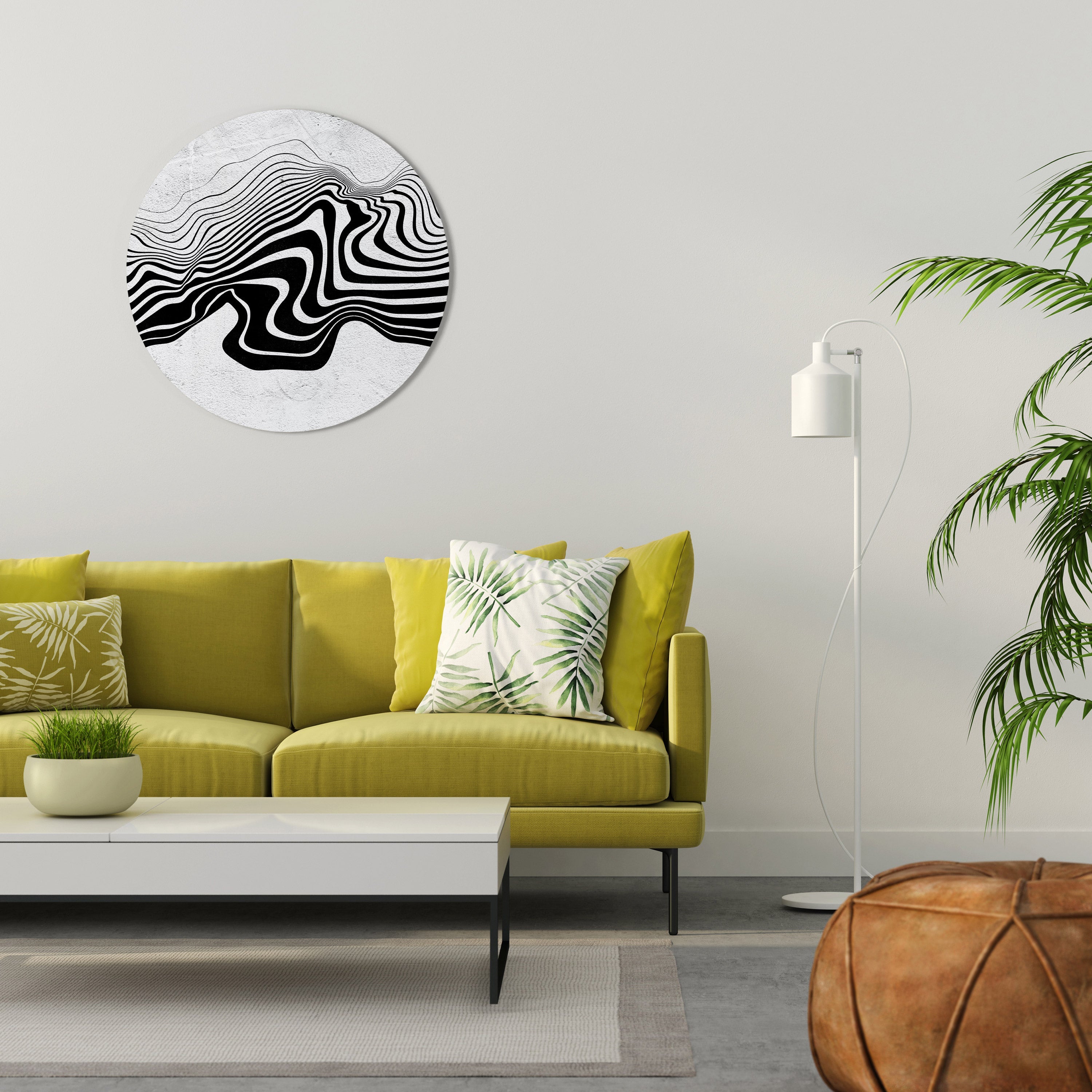 Runde Wandkunst MONOCHROME MIRAGE