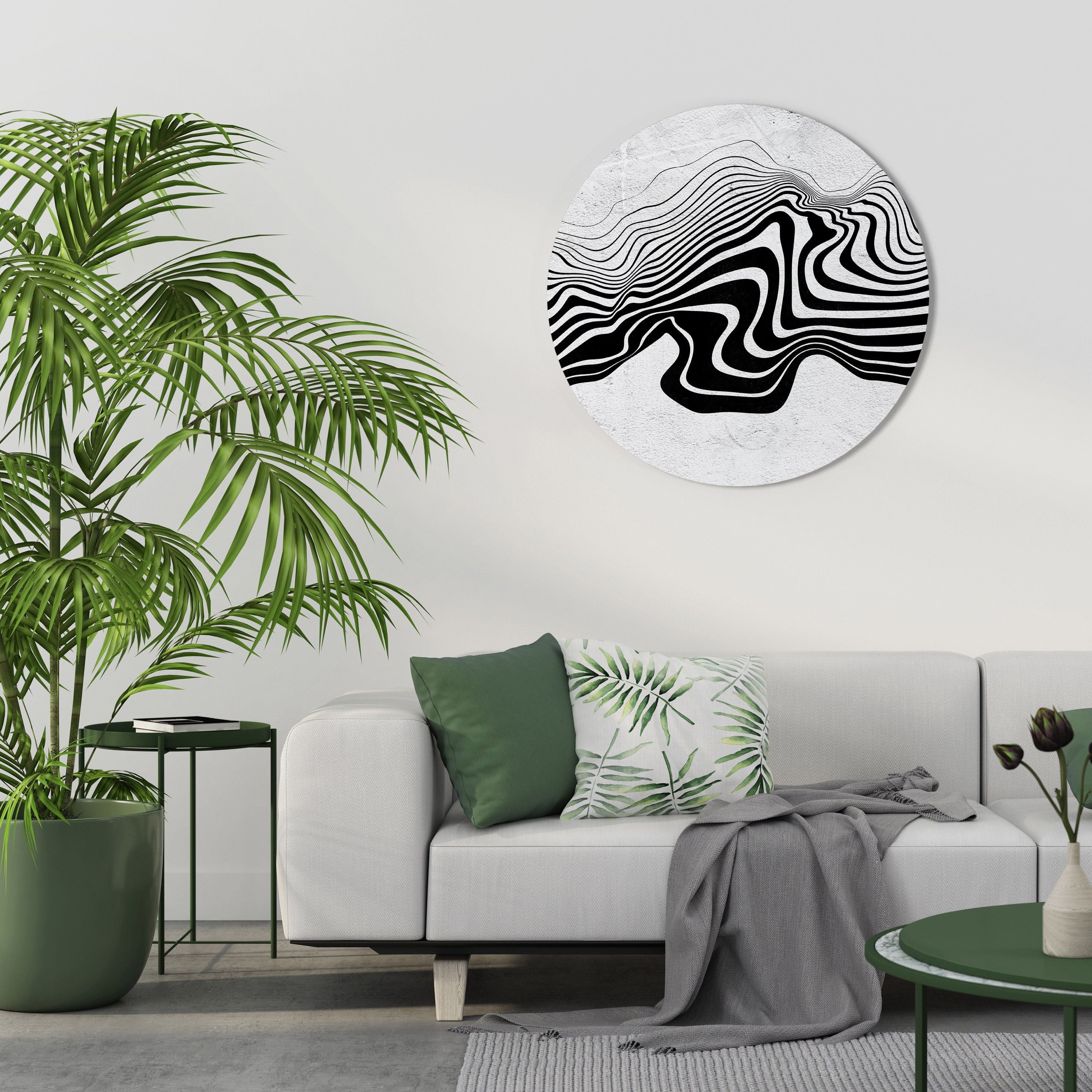 Runde Wandkunst MONOCHROME MIRAGE