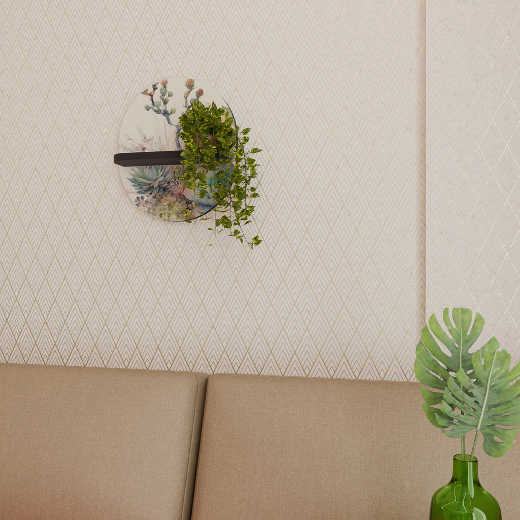 SUCCULENT WHIMSY Ovales Kunstregal in Schwarz