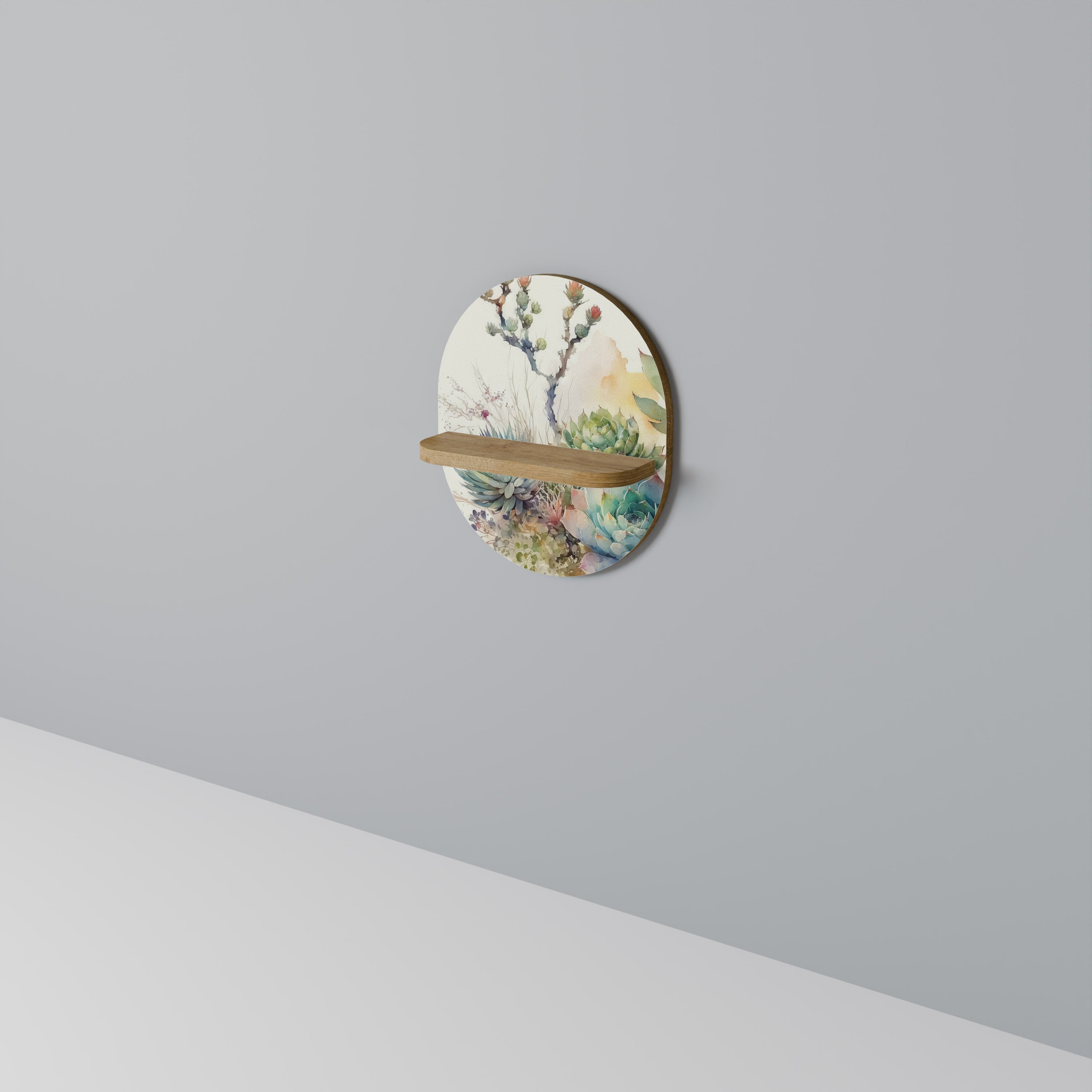 SUCCULENT WHIMSY Ovales Kunstregal in Eichenoptik