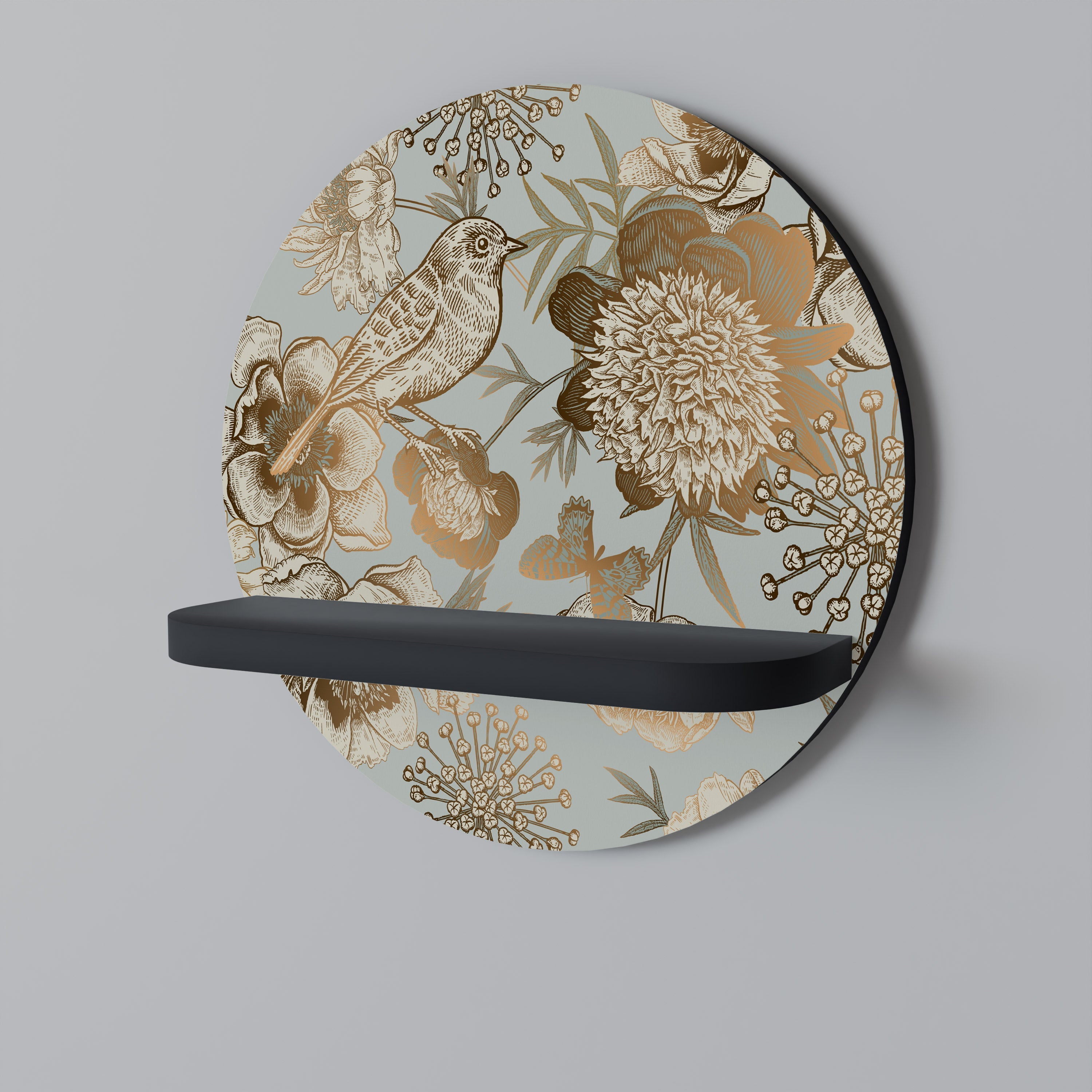 SUCCULENT WHIMSY Rundes Kunstregal in Schwarz